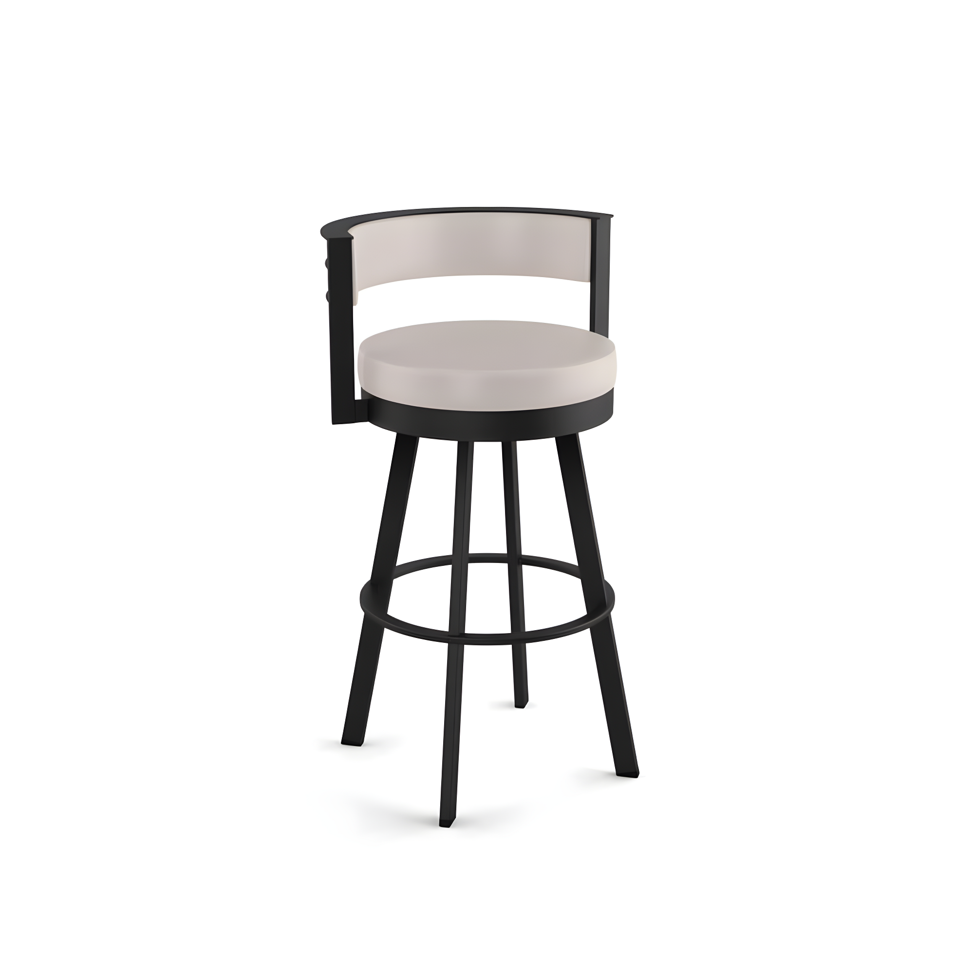 Amisco Browser Upholstered Counter Height Barstool Cream/Black: Steel Frame, Faux Leather, Fixed Height