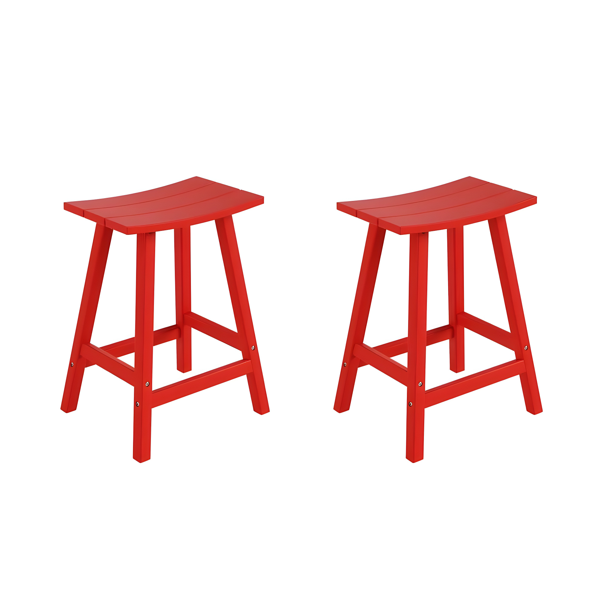 Polytrends Laguna Hdpe All Weather Outdoor Patio 24" Saddle Seat Counter Stool (Set Of 2) Red