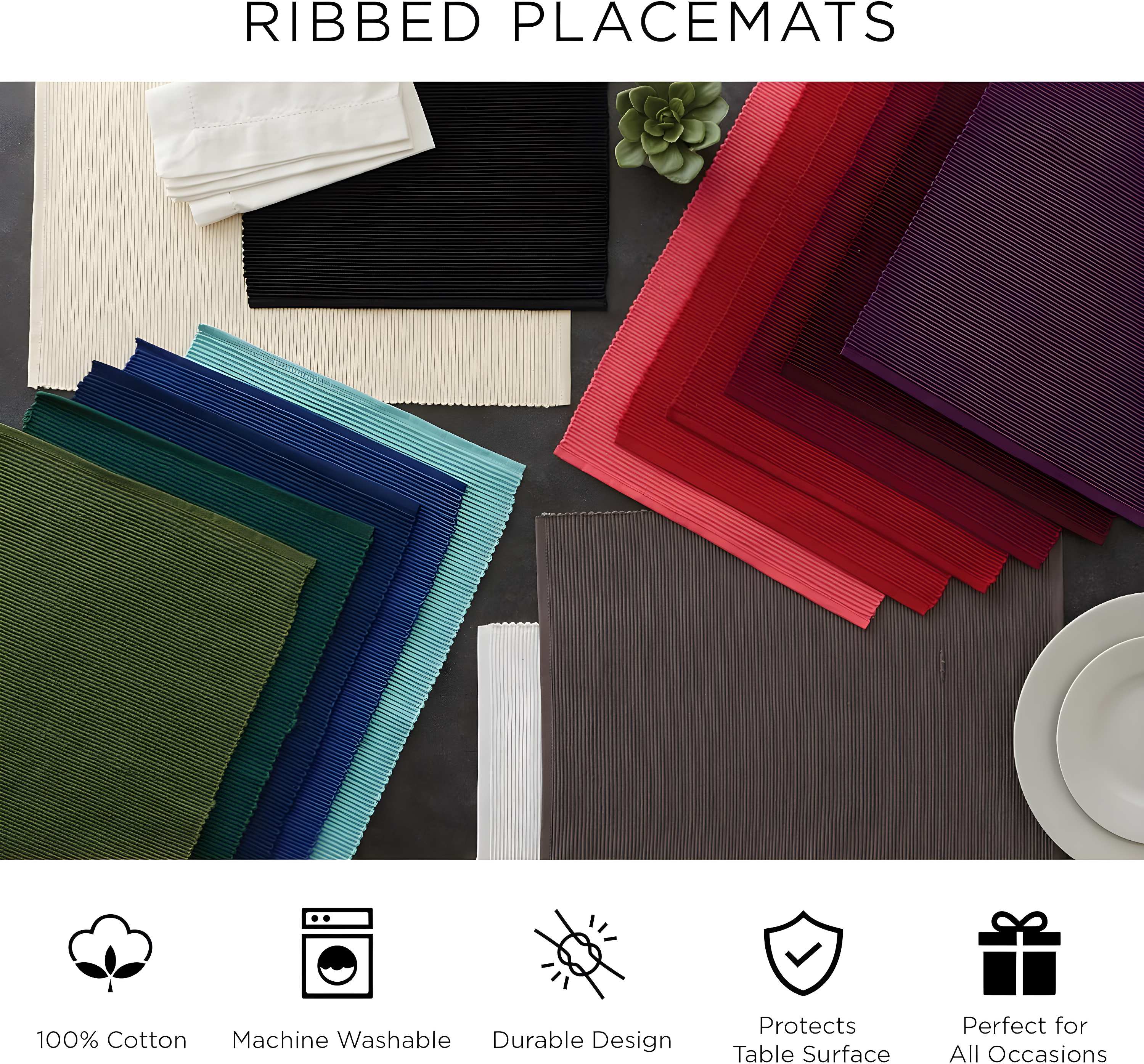 PLACEMAT DARK GREEN Set of 6