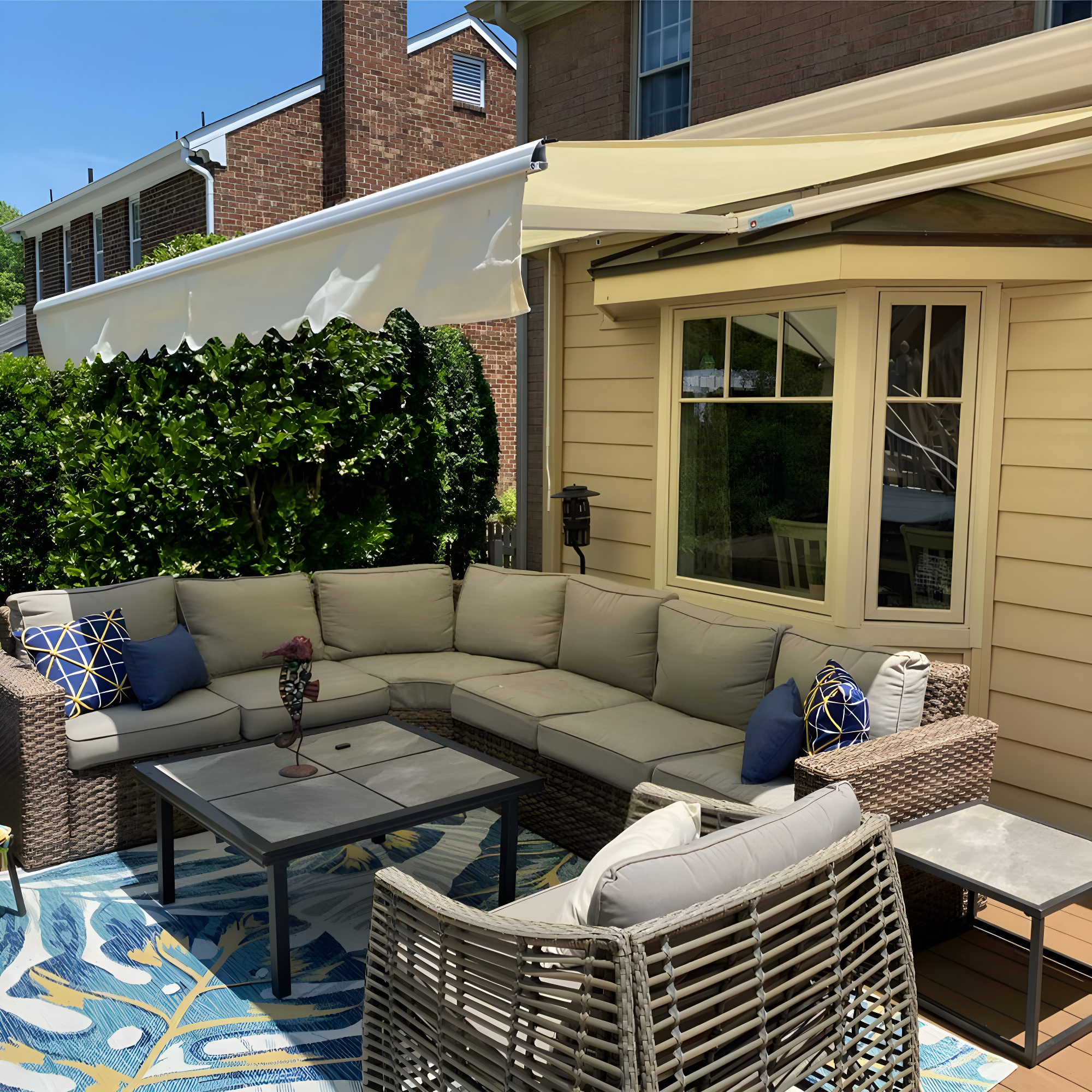 Motorized Retractable White Frame Patio Awning