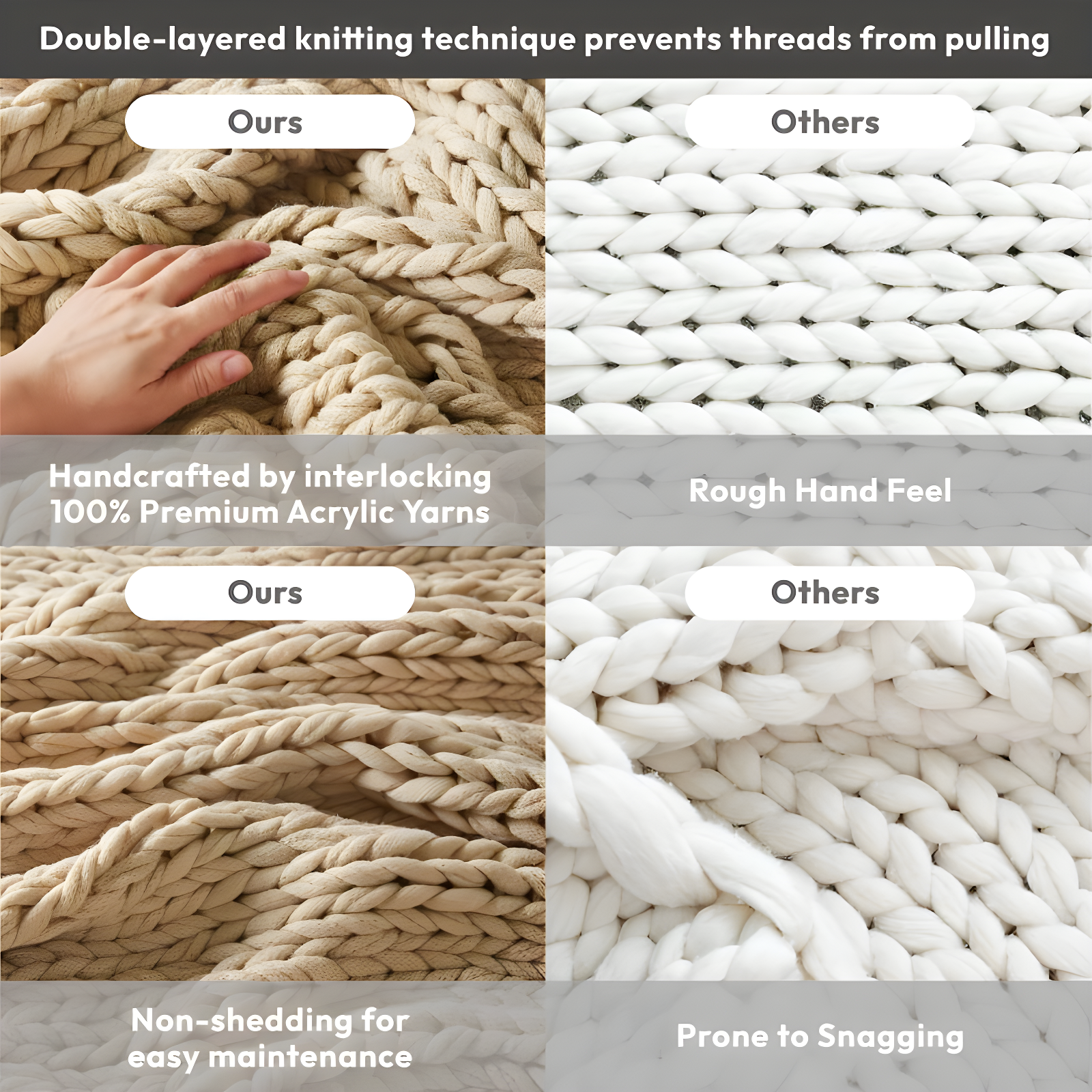 50"x60" Chunky Double Knit Handmade Throw Blanket Tan - Madison Park
