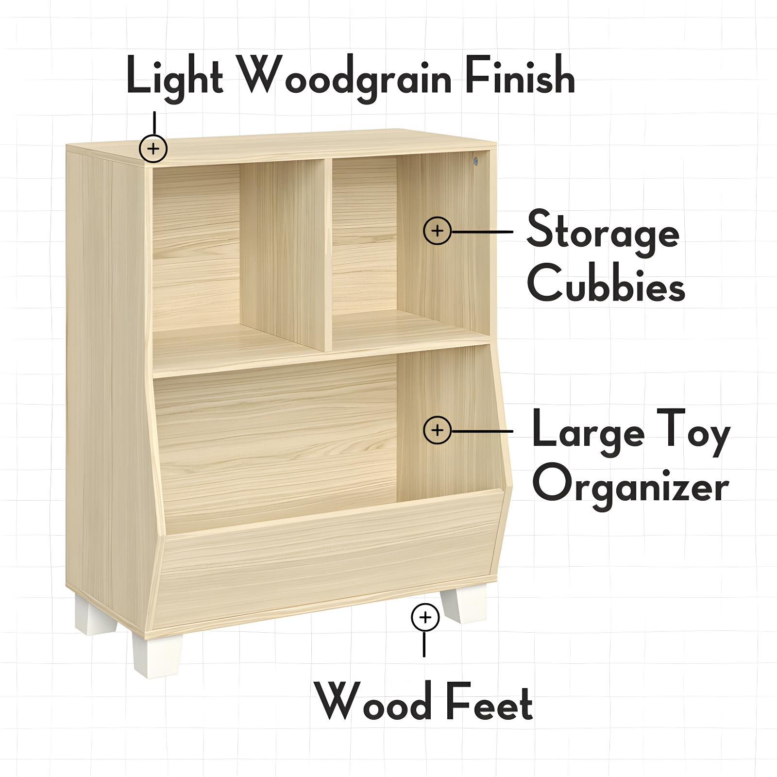 RiverRidge Home RiverRidge Kids Catch-All 24in Toy Storage Organizer with 2 Cubbies and 2 Storage Compartments
