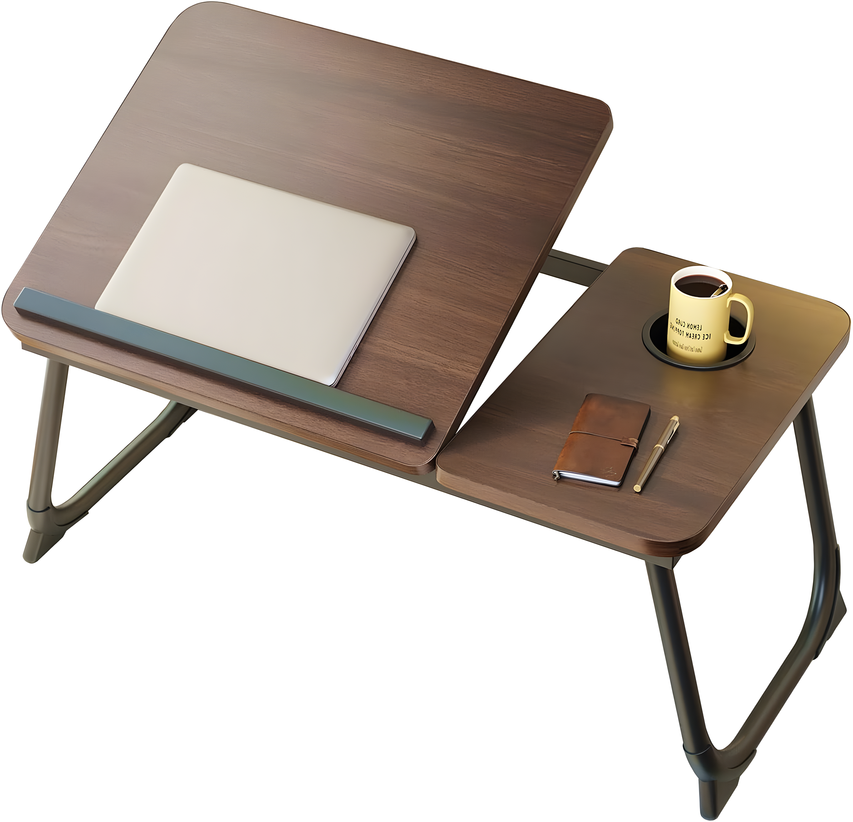 Bed Desk for Laptop, Foldable Laptop Table for Bed and Sofa, Bed Trays for Eating and Laptops with Cup Holder, 5 Levels of Adjustable Height