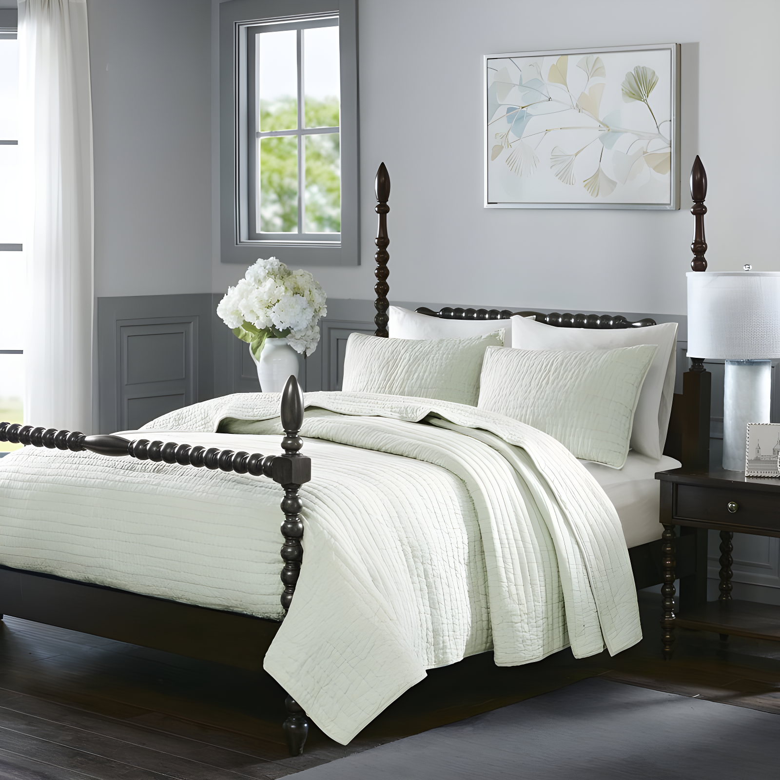Madison Park Signature Serene 3 Piece Hand Quilted Cotton Quilt Set