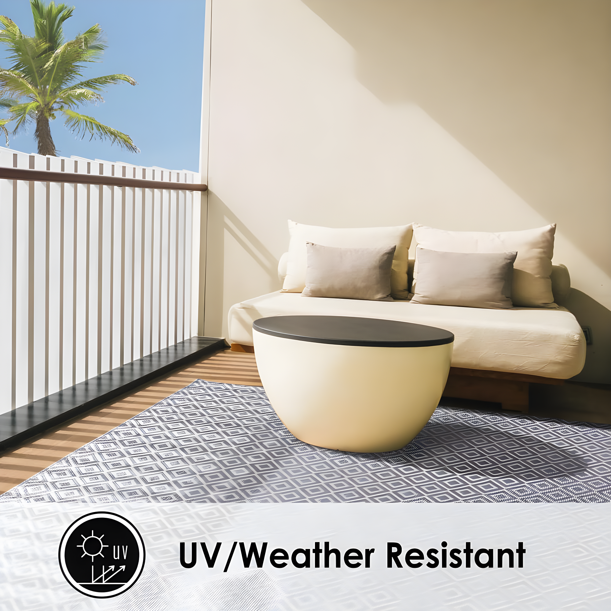 6'6" x 9'6" Tripoli Lydia Indoor/Outdoor Rug Denim/Cream - Home Dynamix: UV & Weather-Resistant, Woven Polypropylene