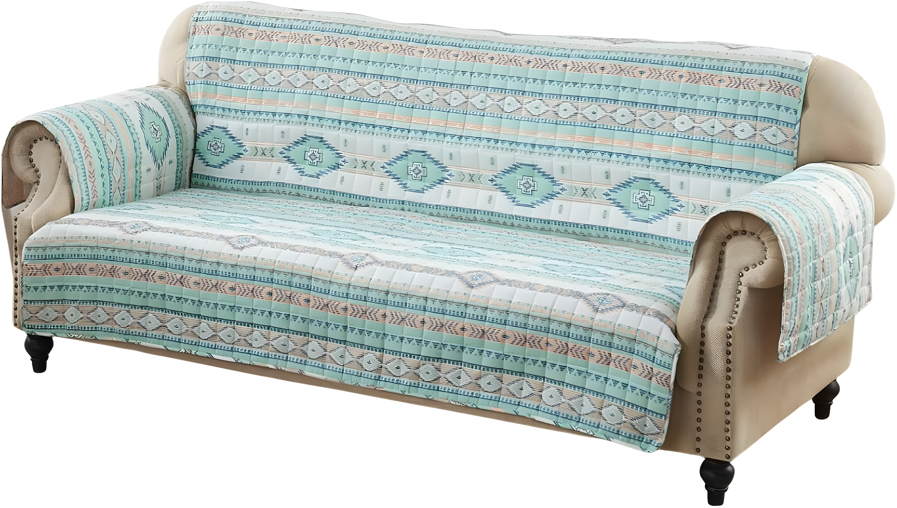 Barefoot Bungalow Phoenix Southwest Geo Quilted Reversible Sofa Slipcover