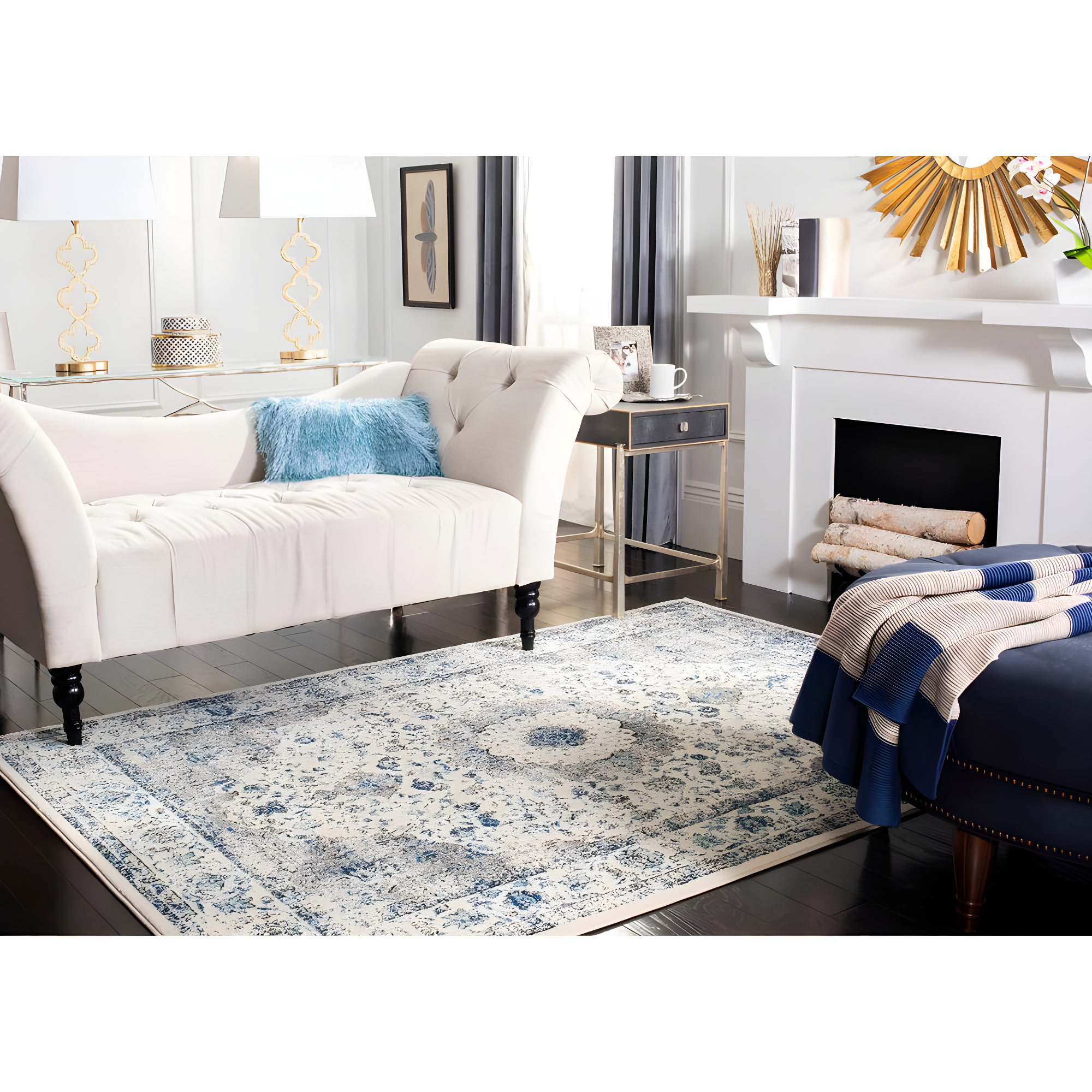 Evoke EVK220 Power Loomed Accent Rug - Ivory/Grey - 2'2"x4' - Safavieh.