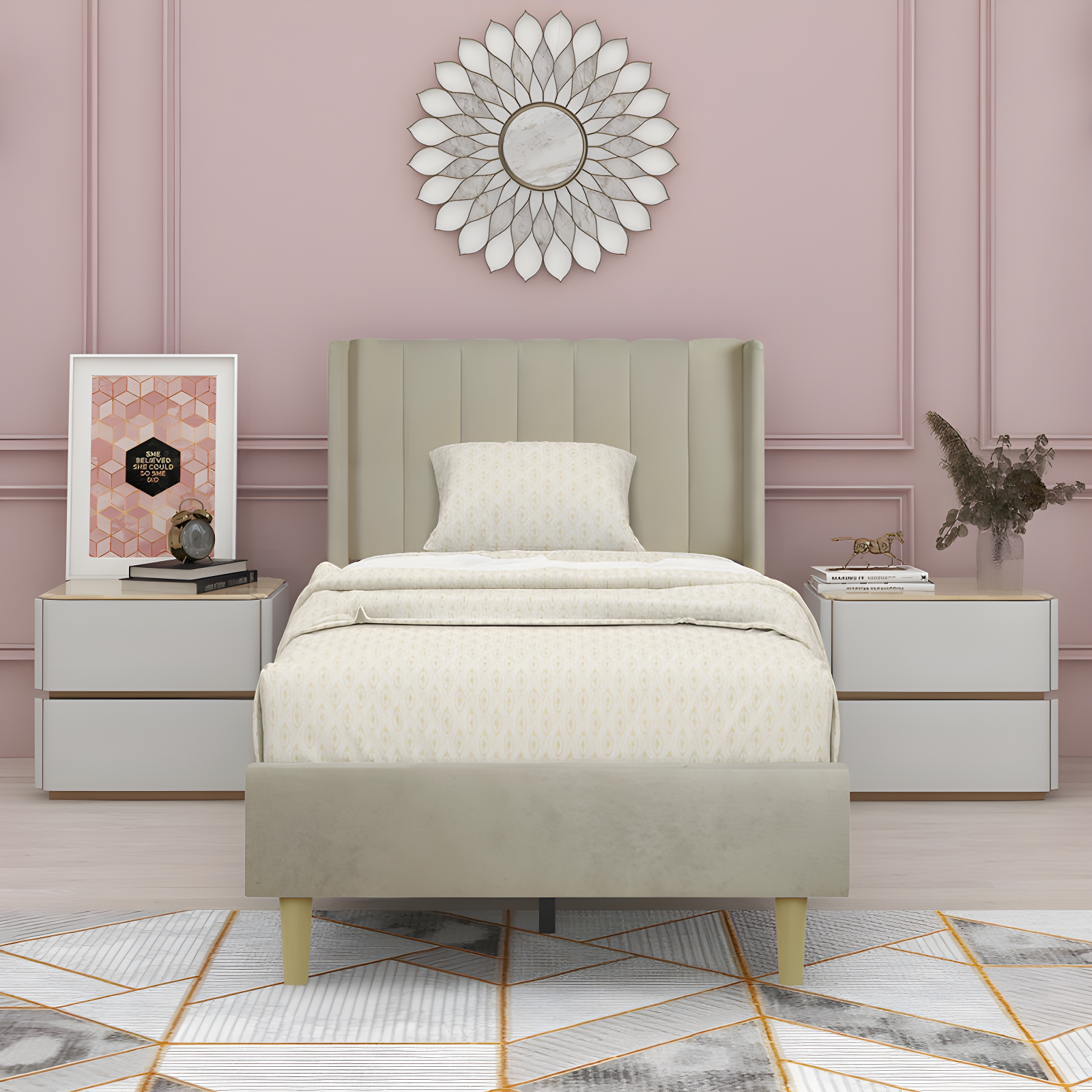 Wade Logan® Eriksay Low Profile Upholstered Platform Bed with Wingback Headboard