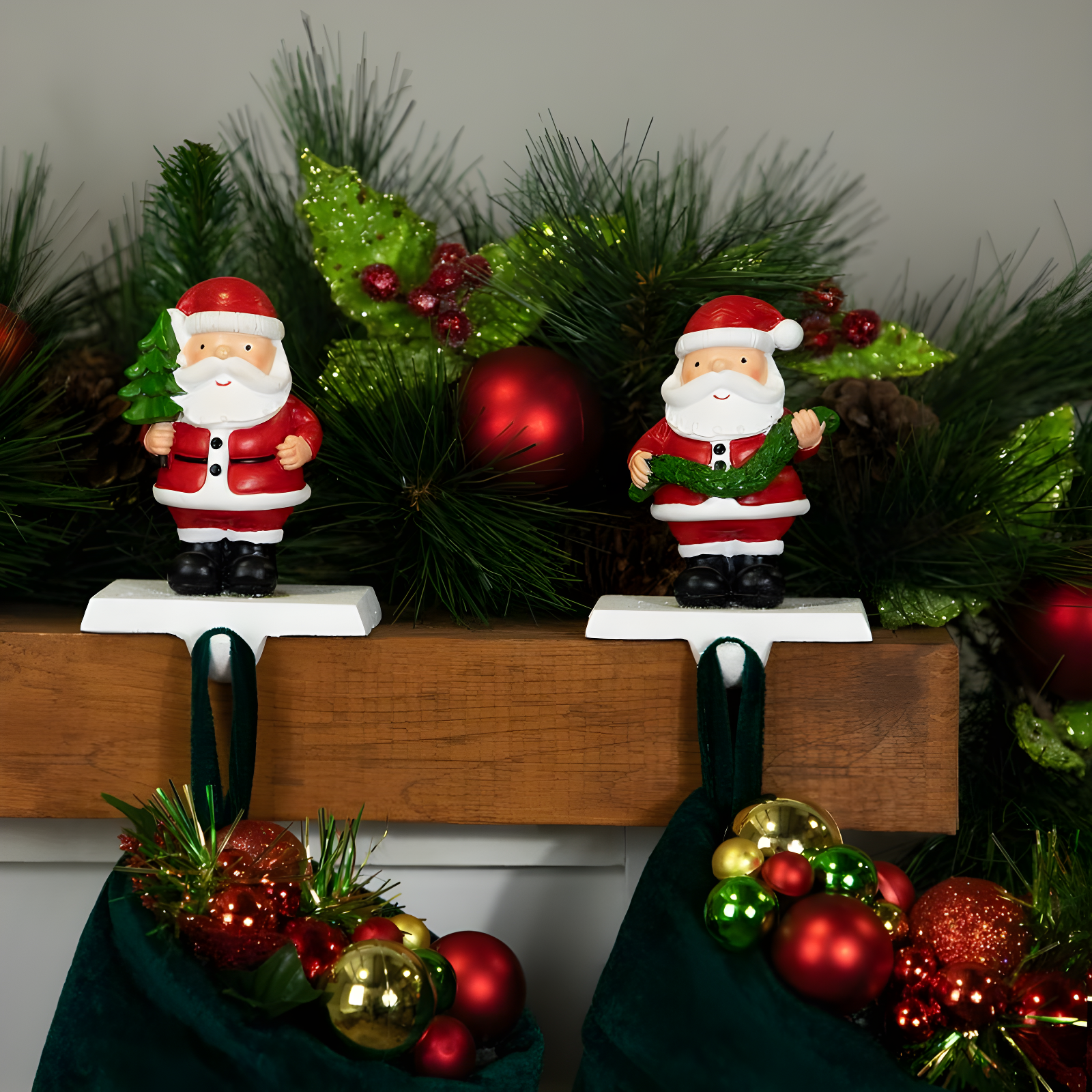 Northlight Seasonal Santa Claus Christmas Stocking Holders - 4.75" - Set Of 2