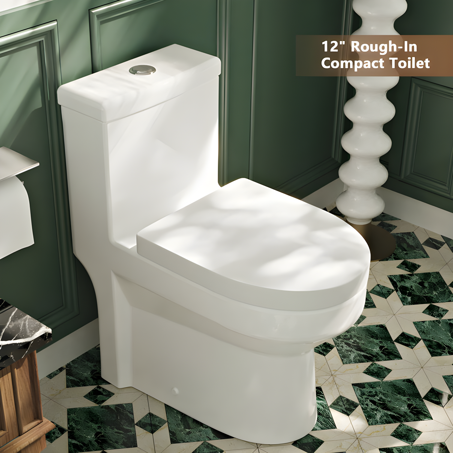 Liberty Compact Toilet, Modern One-Piece Round Toilet with Dual Flush, Easy Cleaning Fully Skirted Design(Seat Included)
