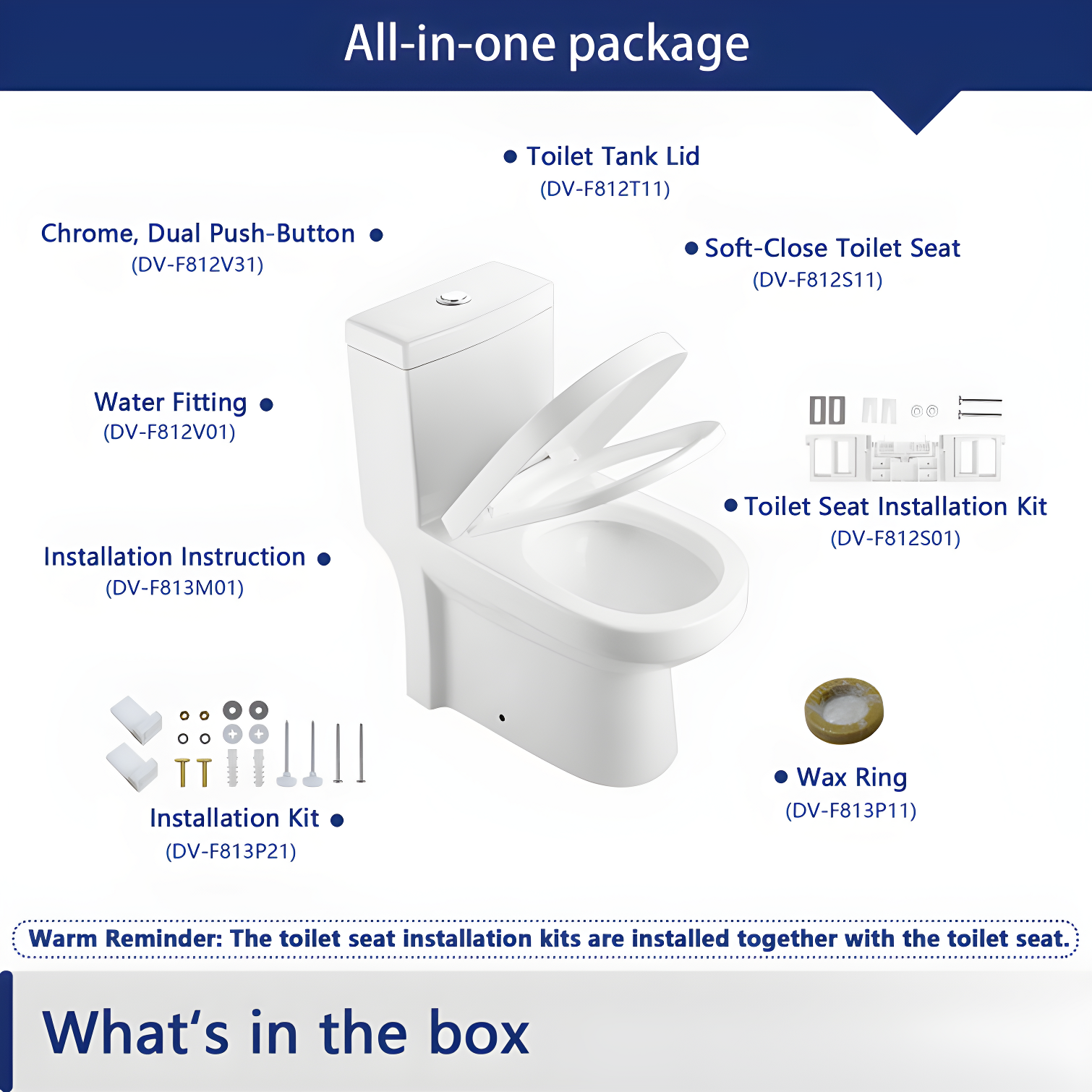 Liberty Compact Toilet, Modern One-Piece Round Toilet with Dual Flush, Easy Cleaning Fully Skirted Design(Seat Included)