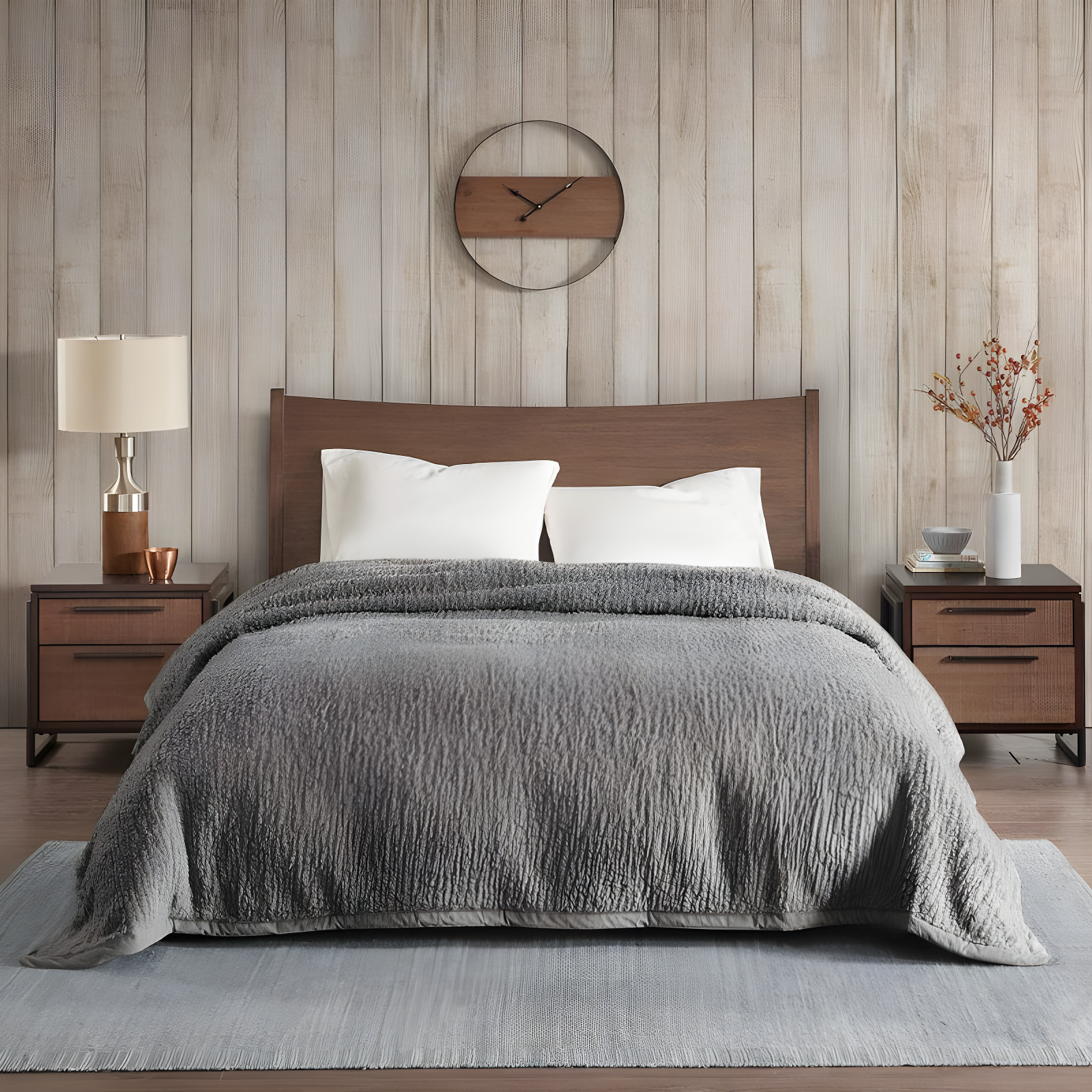 Woolrich Twin Burlington Solid Berber Cozy Soft Brushed Bed Blanket Gray: Woolrich Velvet Transitional Style, OEKO-TEX Certified