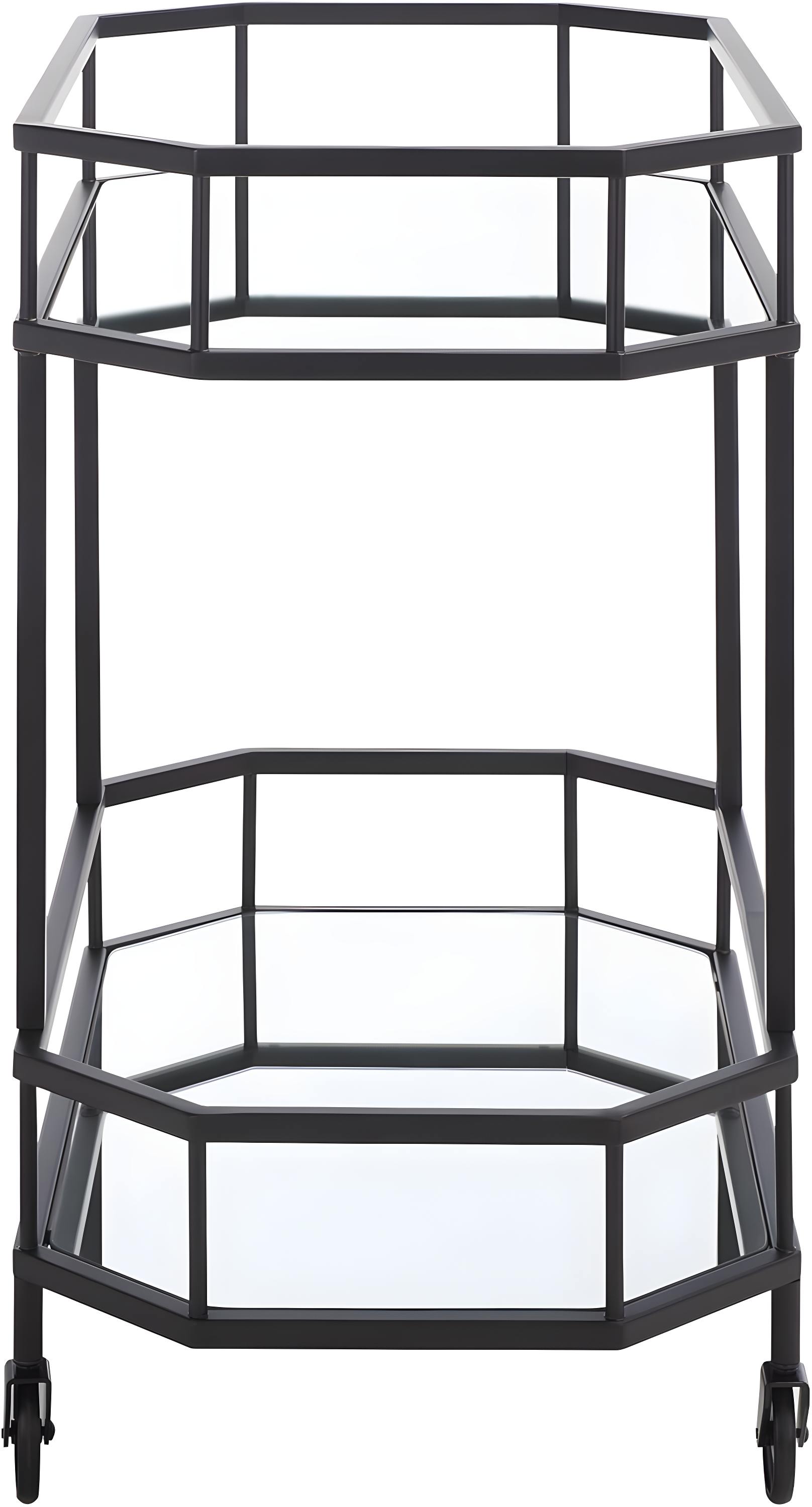 Silva 2 Tier Octagon Bar Cart - BCT8004D - Matte/Black - Safavieh