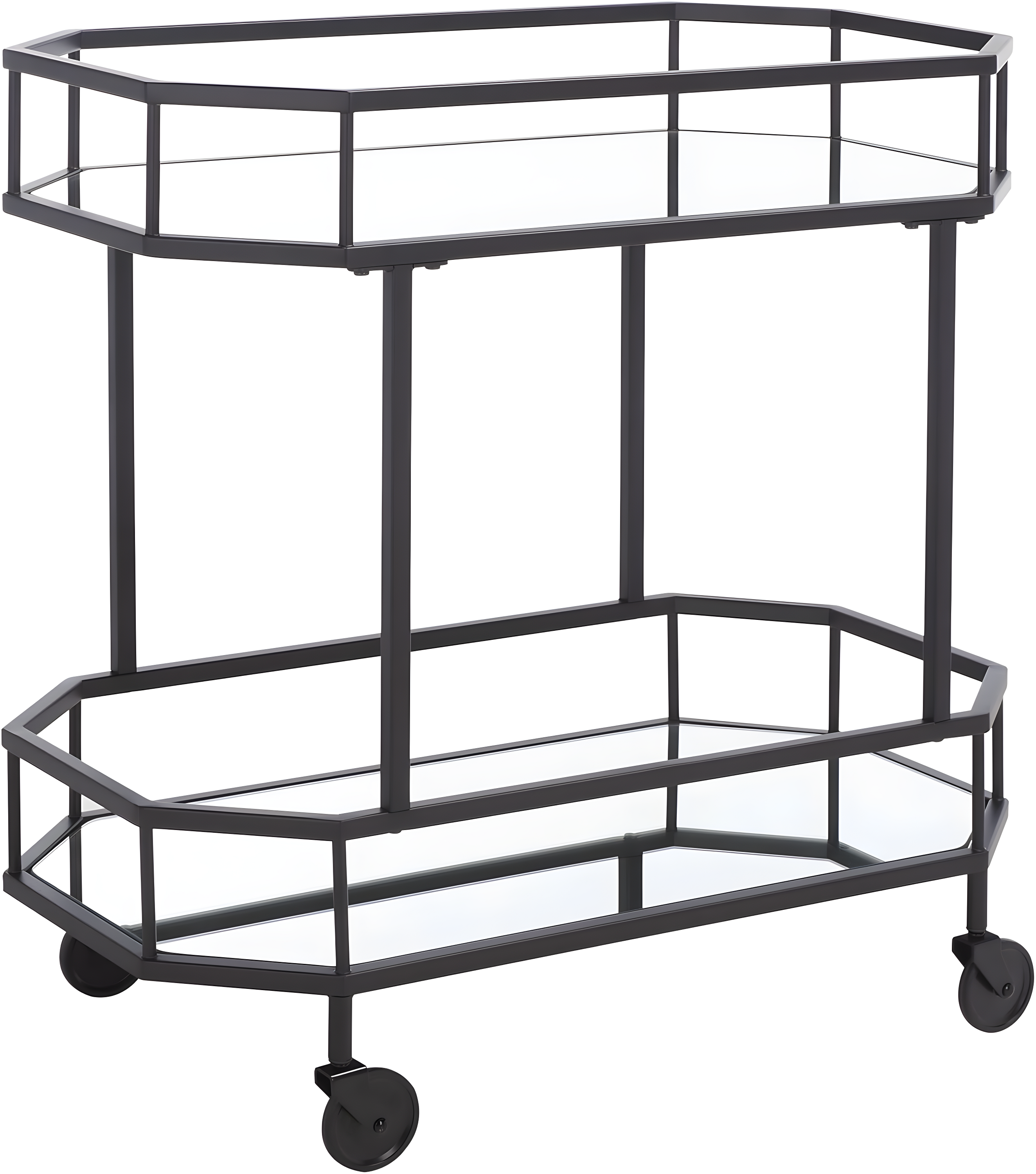 Silva 2 Tier Octagon Bar Cart - BCT8004D - Matte/Black - Safavieh