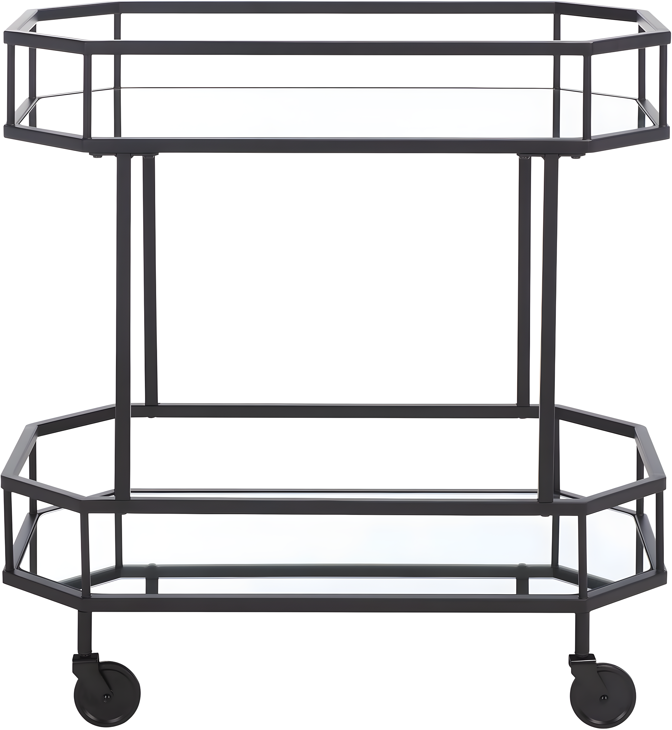 Silva 2 Tier Octagon Bar Cart - BCT8004D - Matte/Black - Safavieh