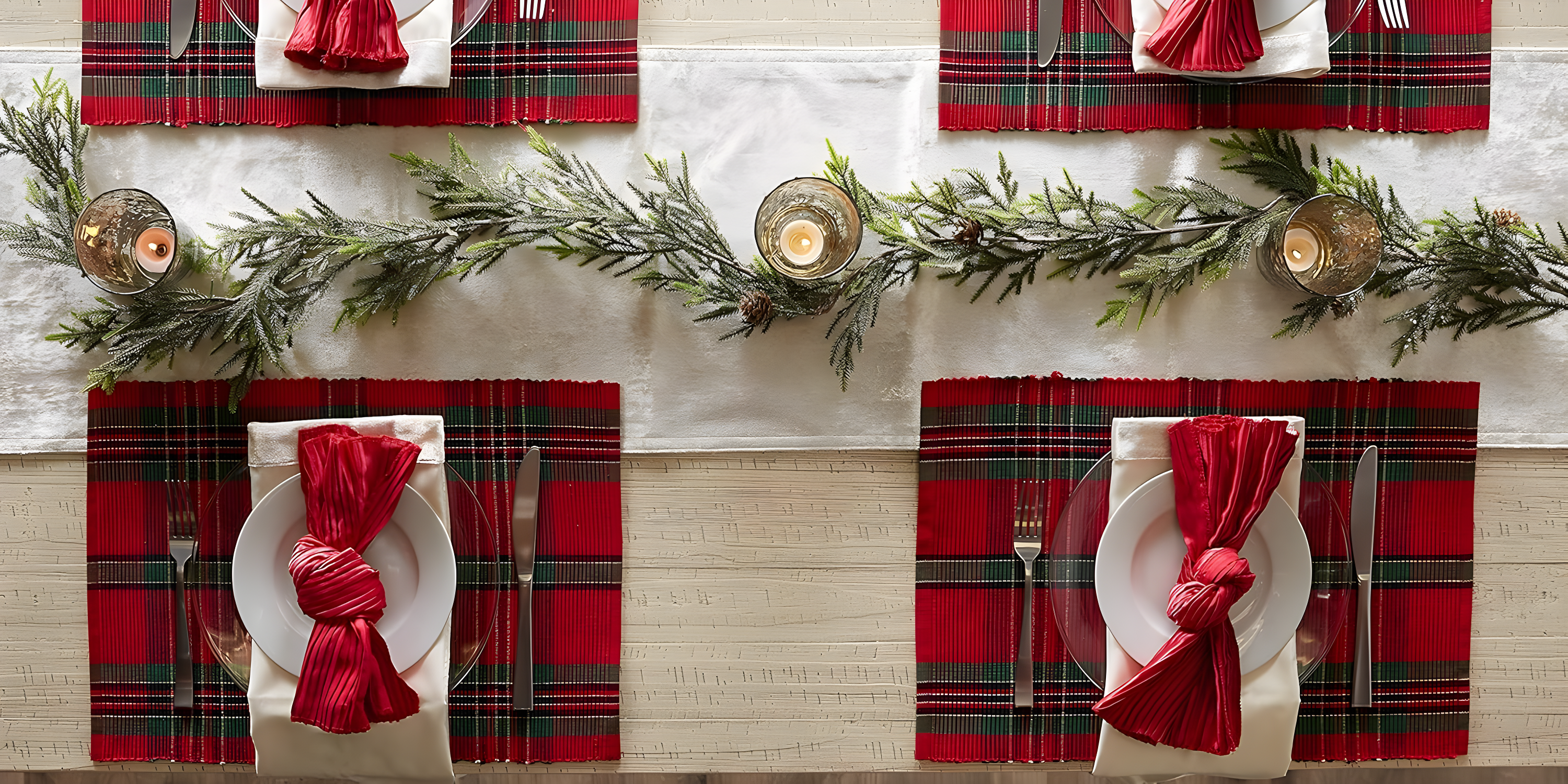 QUALITY FLOORING INC. Farmhouse Christmas Plaid Dining Table & Kitchen Décor, Holiday Placemat Set