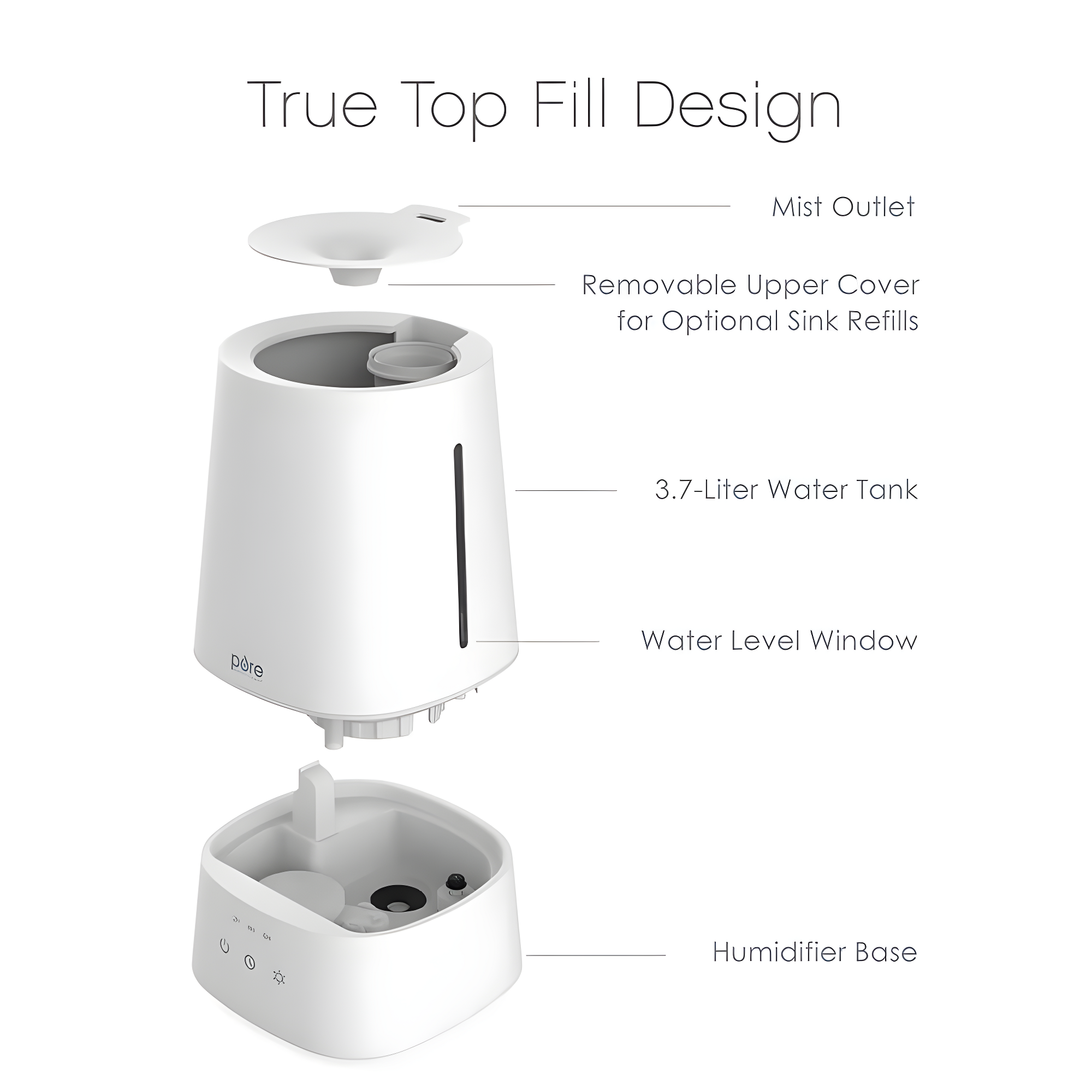 Pure Enrichment Pure Enrichment Hume 3.7 Gallons Cool Mist Ultrasonic Tabletop Humidifier for 300 Cubic Feet