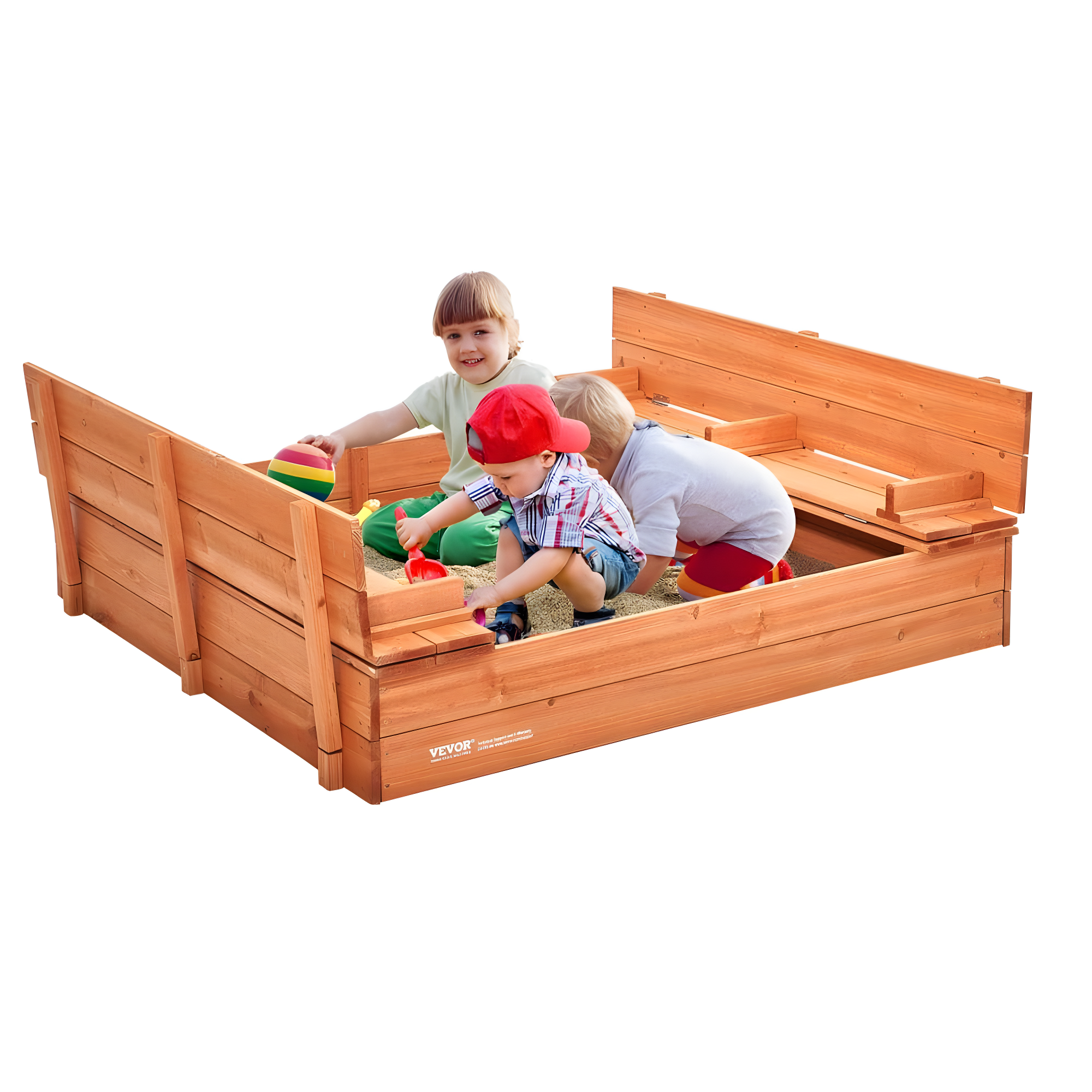 VEVOR 52.4-in x 47.2-in Brown Square Wood Sandbox