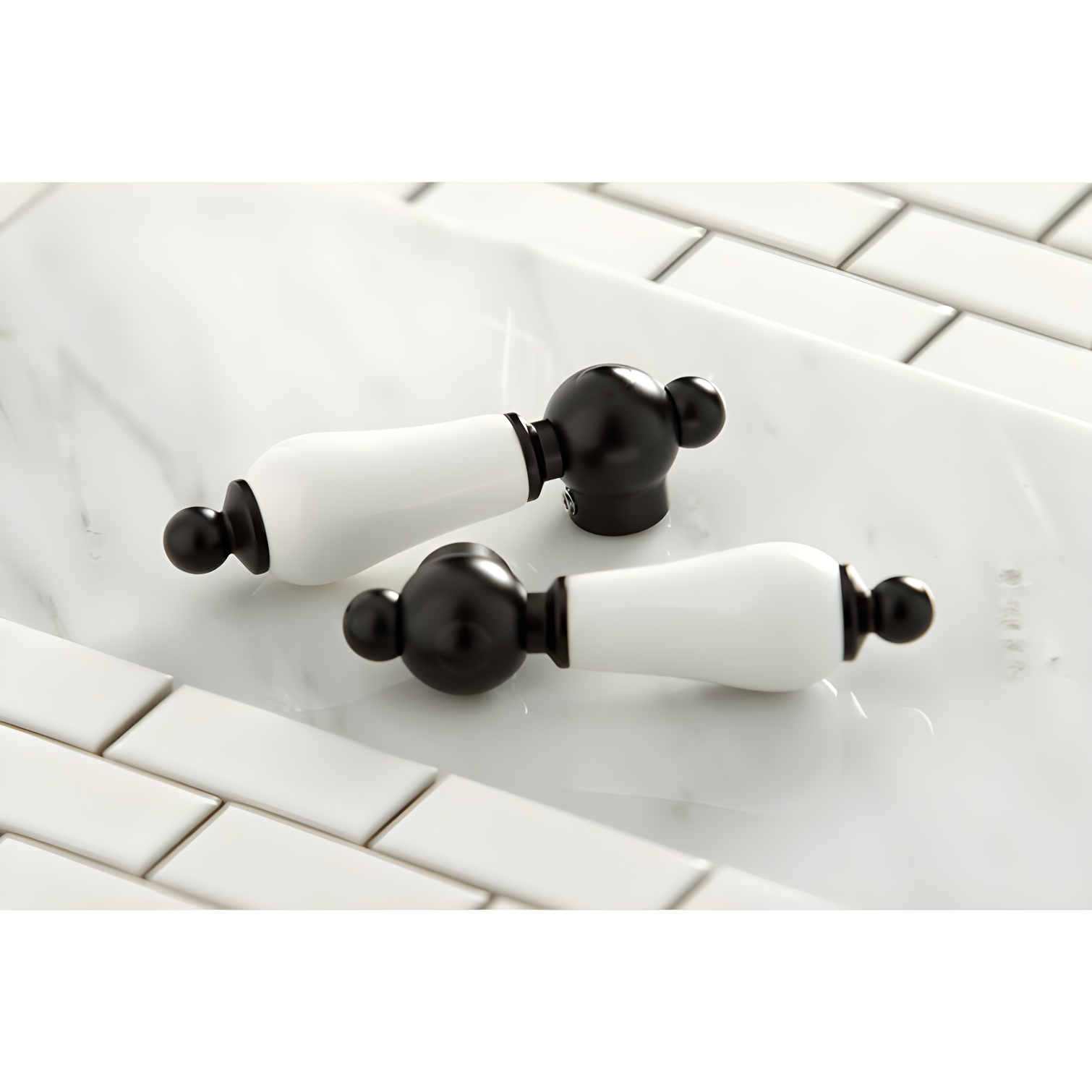 Kingston Brass Heritage Two-Handle 3-Hole Deck Mount 4" Centerset Bathroom Faucet with Plastic Pop-Up