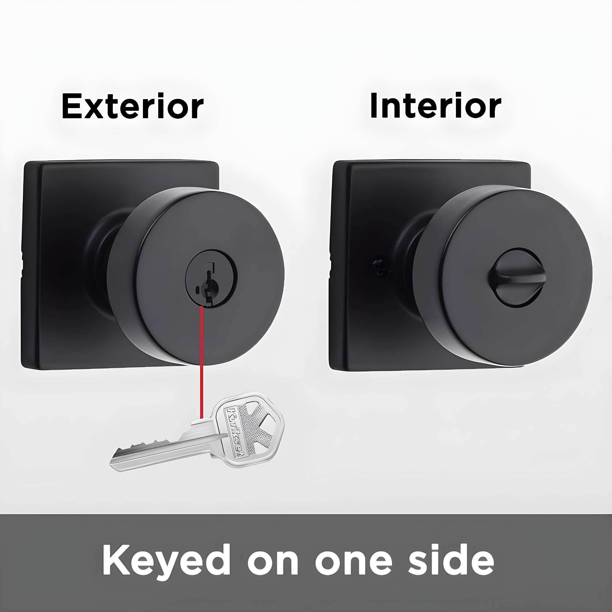 Pismo Keyed Door Knob with Square Rosette and Smartkey