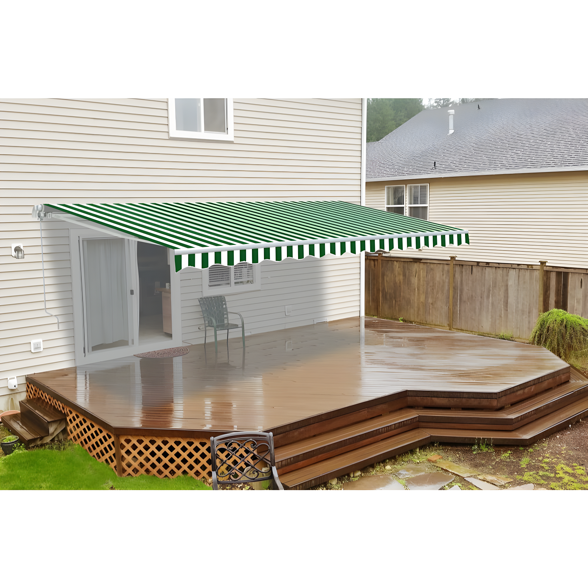 Motorized Retractable White Frame Patio Awning