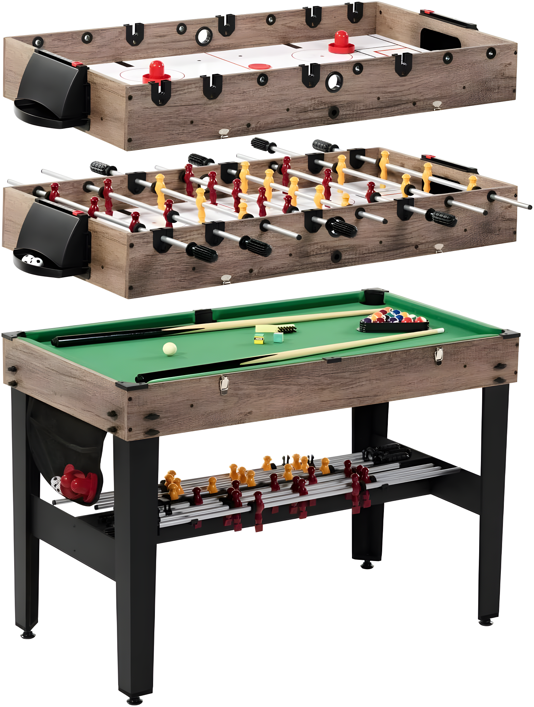 48"  3 in 1 Combo Air Powered Hockey, Foosball, and Billiard Game Table, by MD Sports