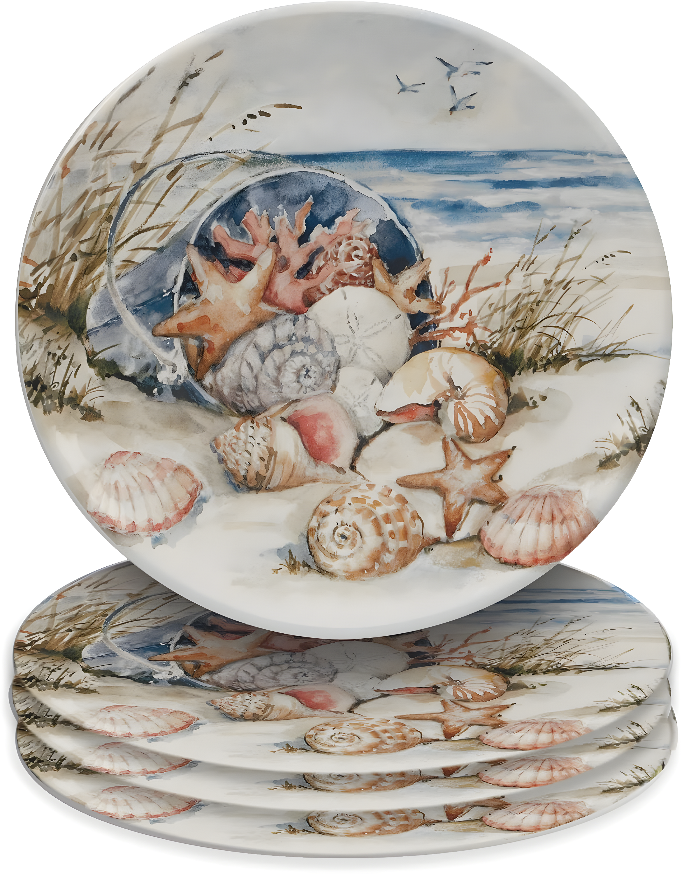 Coastal Landscape Set Of 4 Dinner Plate 11"