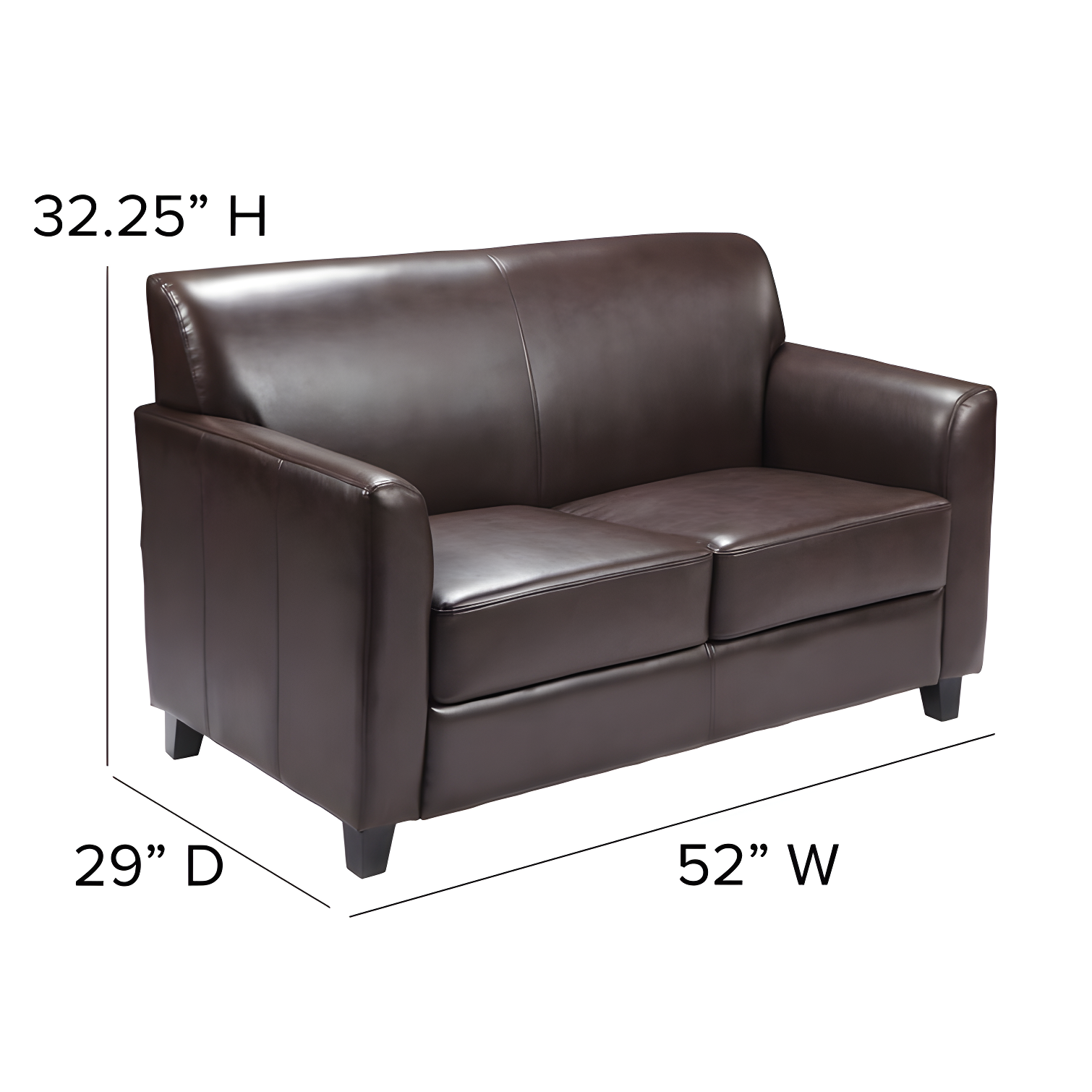 Hercules Junkersfeld 52" Modern LeatherSoft Upholstered Reception Loveseat by Flash Furniture