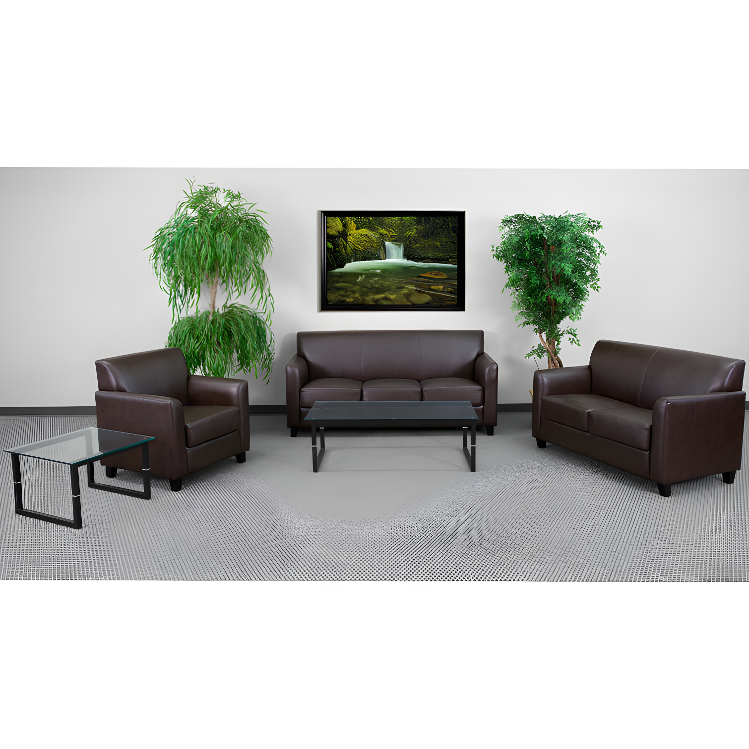 Hercules Junkersfeld 52" Modern LeatherSoft Upholstered Reception Loveseat by Flash Furniture