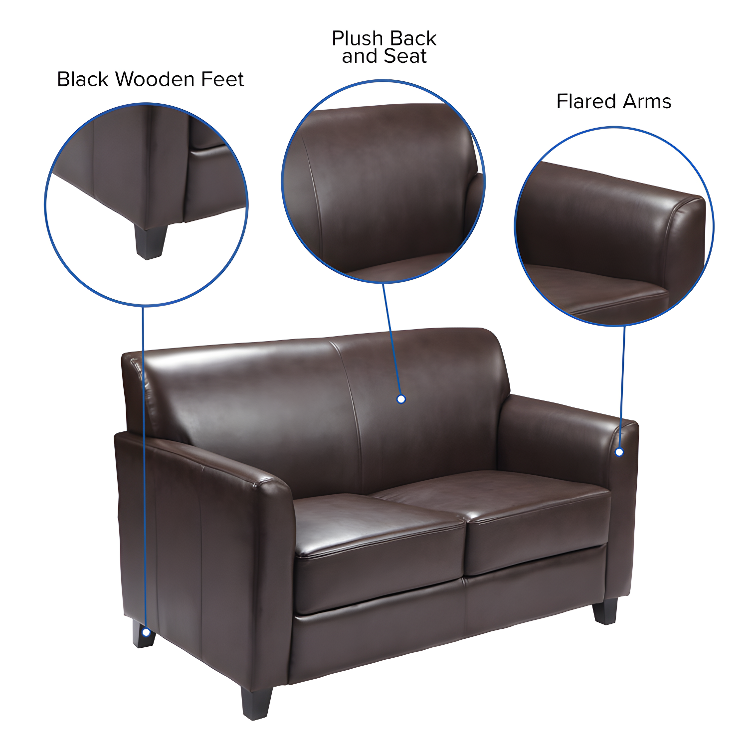 Hercules Junkersfeld 52" Modern LeatherSoft Upholstered Reception Loveseat by Flash Furniture