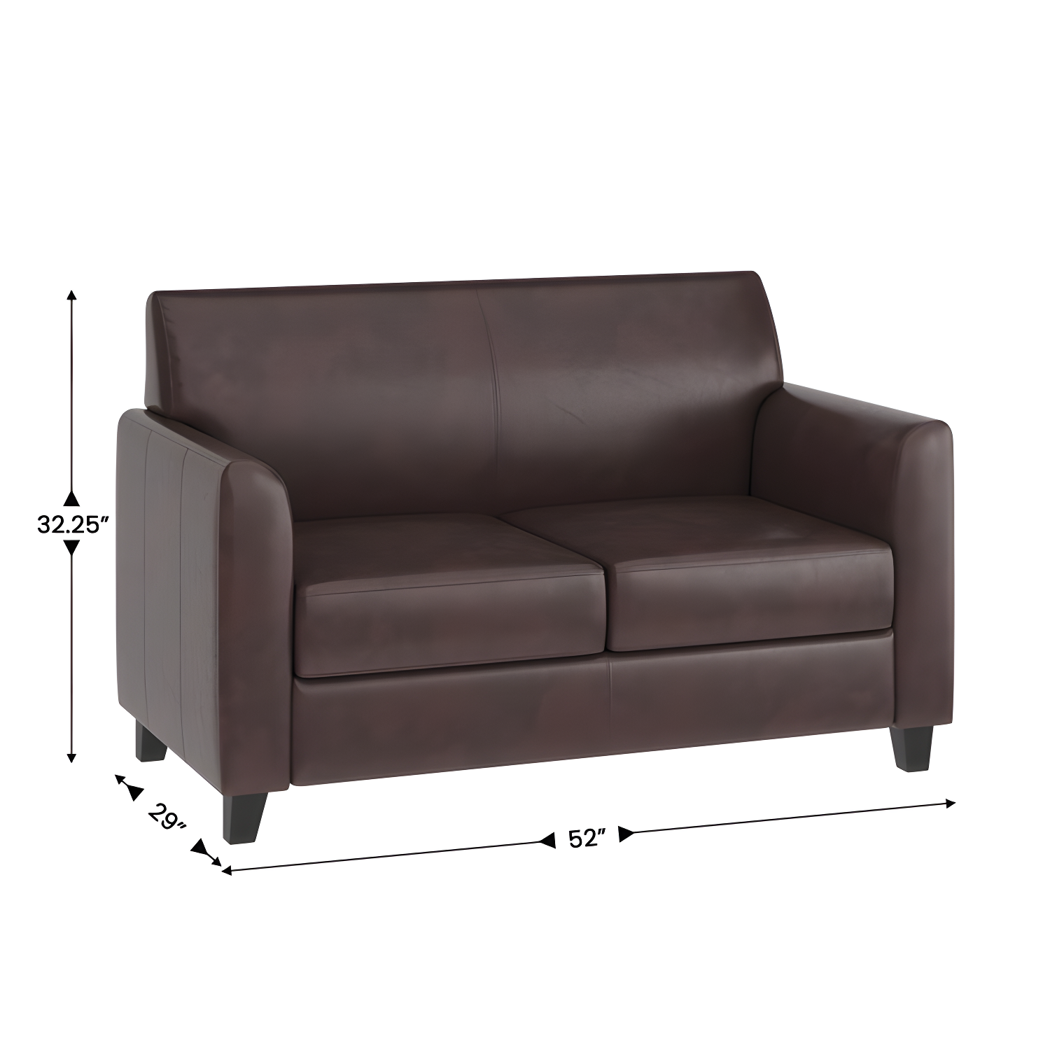 Hercules Junkersfeld 52" Modern LeatherSoft Upholstered Reception Loveseat by Flash Furniture