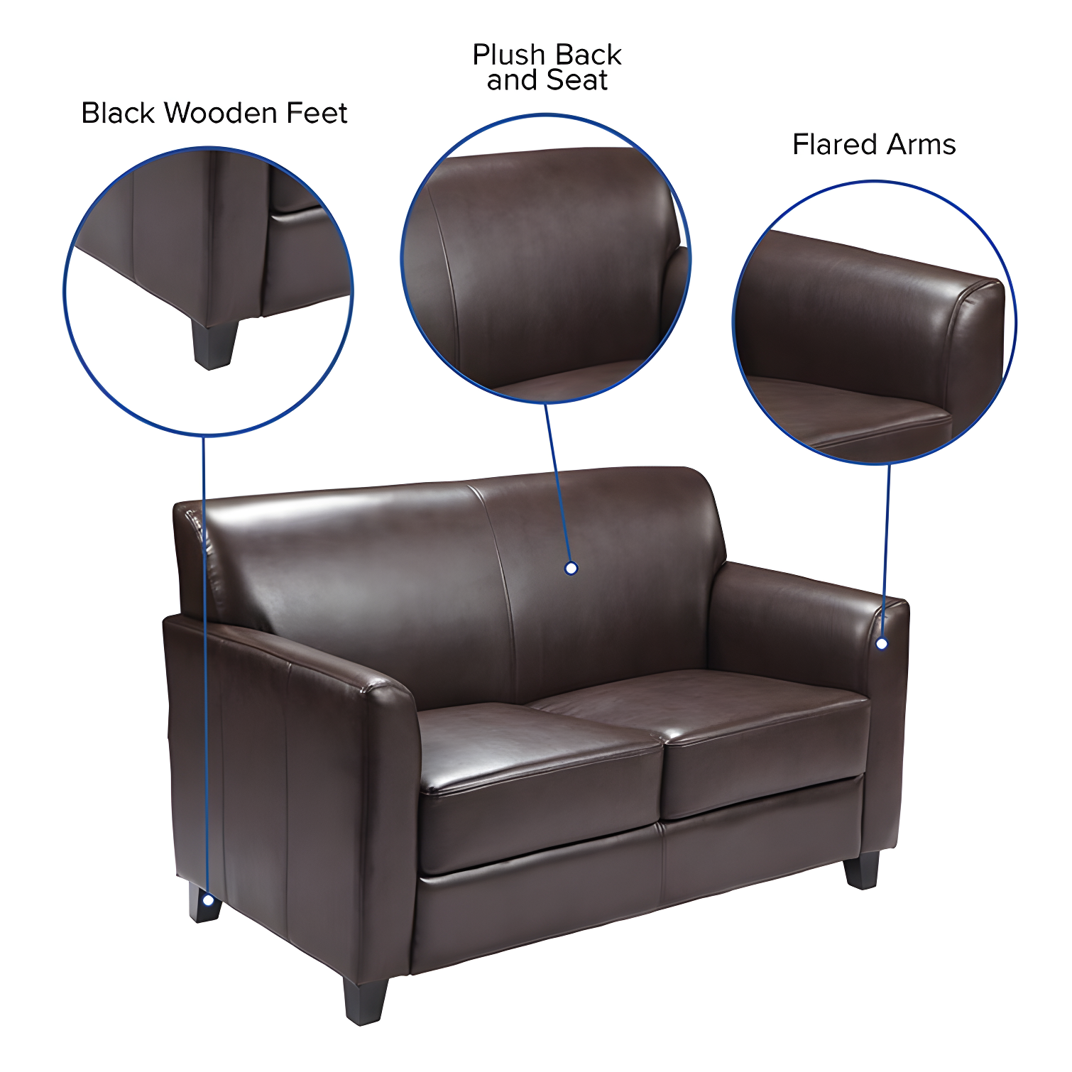 Hercules Junkersfeld 52" Modern LeatherSoft Upholstered Reception Loveseat by Flash Furniture