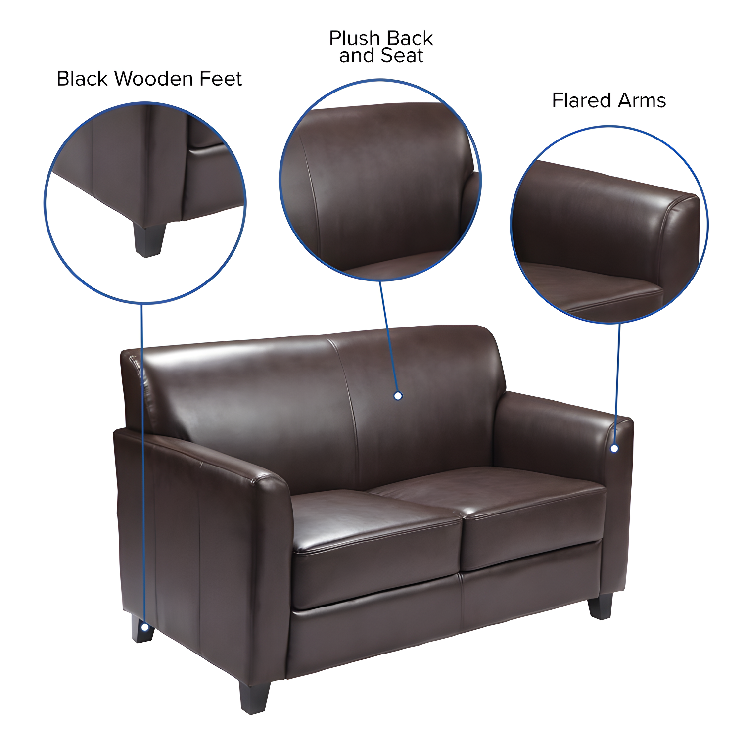 Hercules Junkersfeld 52" Modern LeatherSoft Upholstered Reception Loveseat by Flash Furniture
