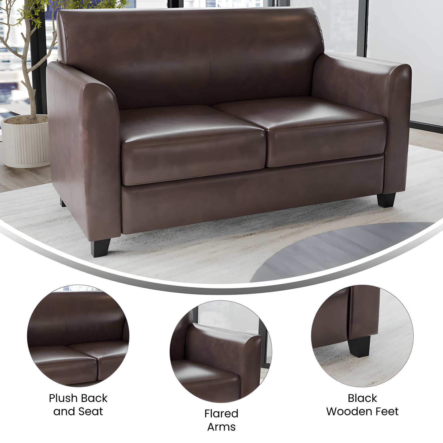 Hercules Junkersfeld 52" Modern LeatherSoft Upholstered Reception Loveseat by Flash Furniture