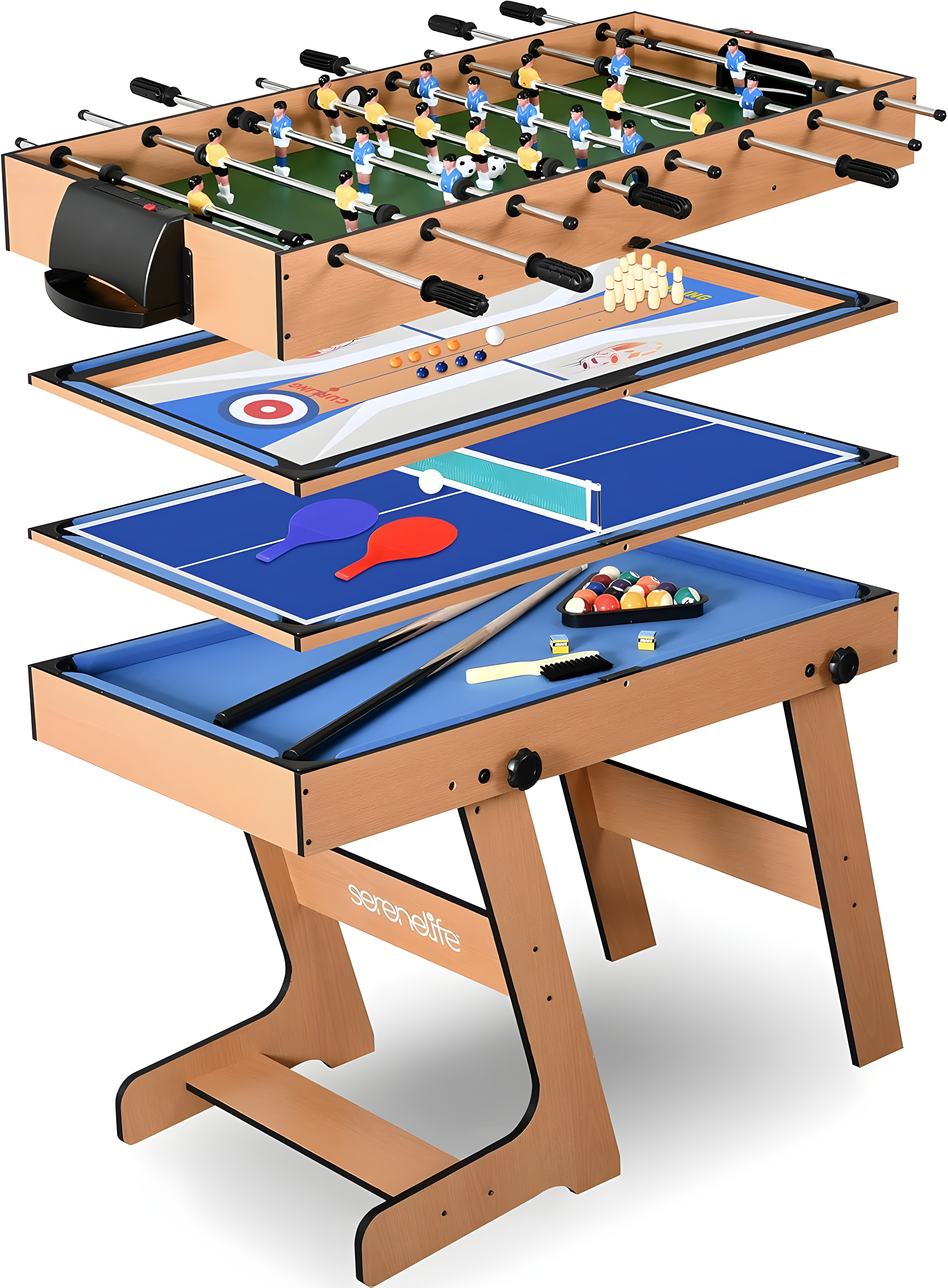 SereneLife Multi Game Table, 48" Sports Arcade Games with Accessories