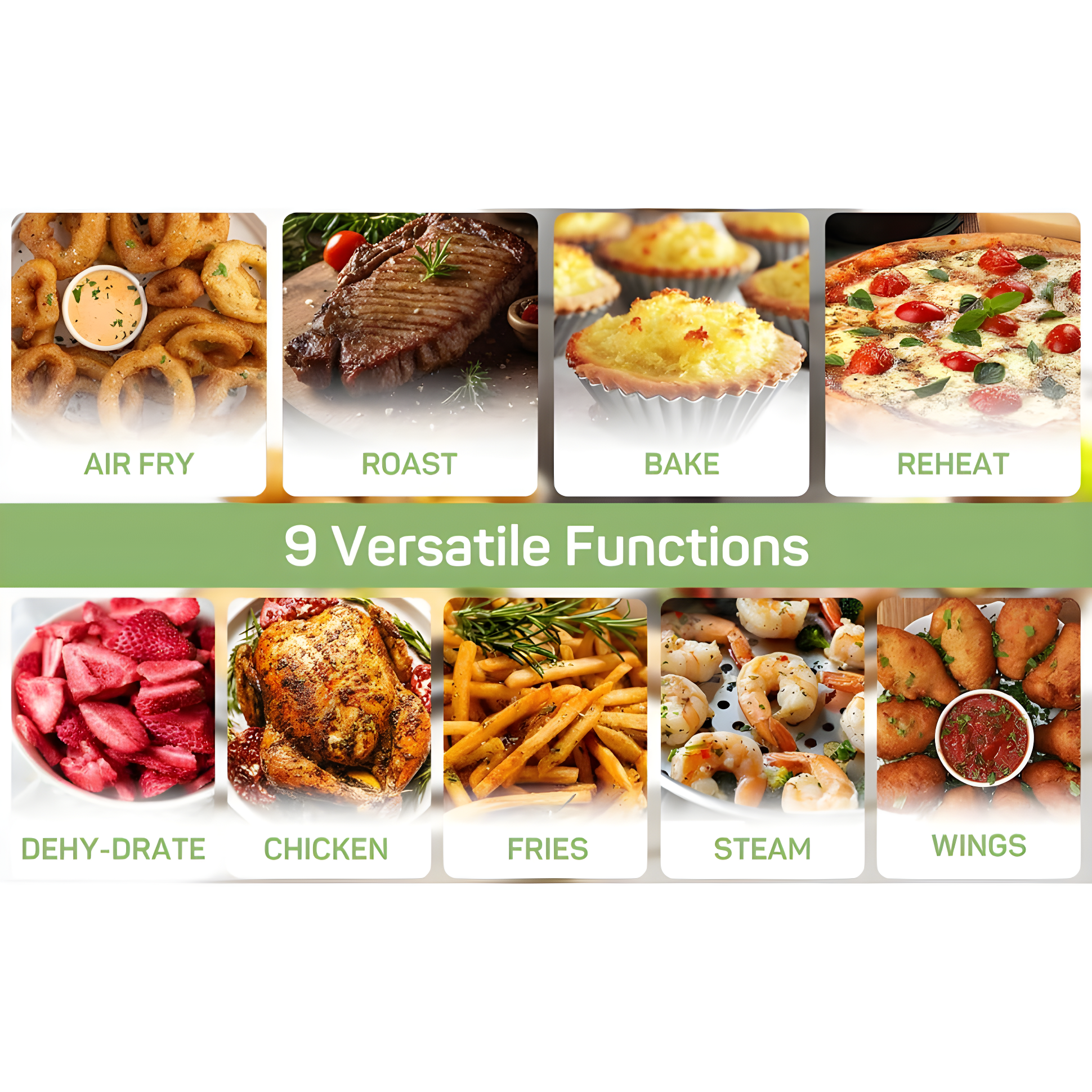 Air Fryer, 6-Quart Smart Air Fryer, 12-in-1 Functions - Air Fry, Roast, Reheat, Dehydrate, Bake, Steam, and More, 400Â°F Max Temperature, Grey