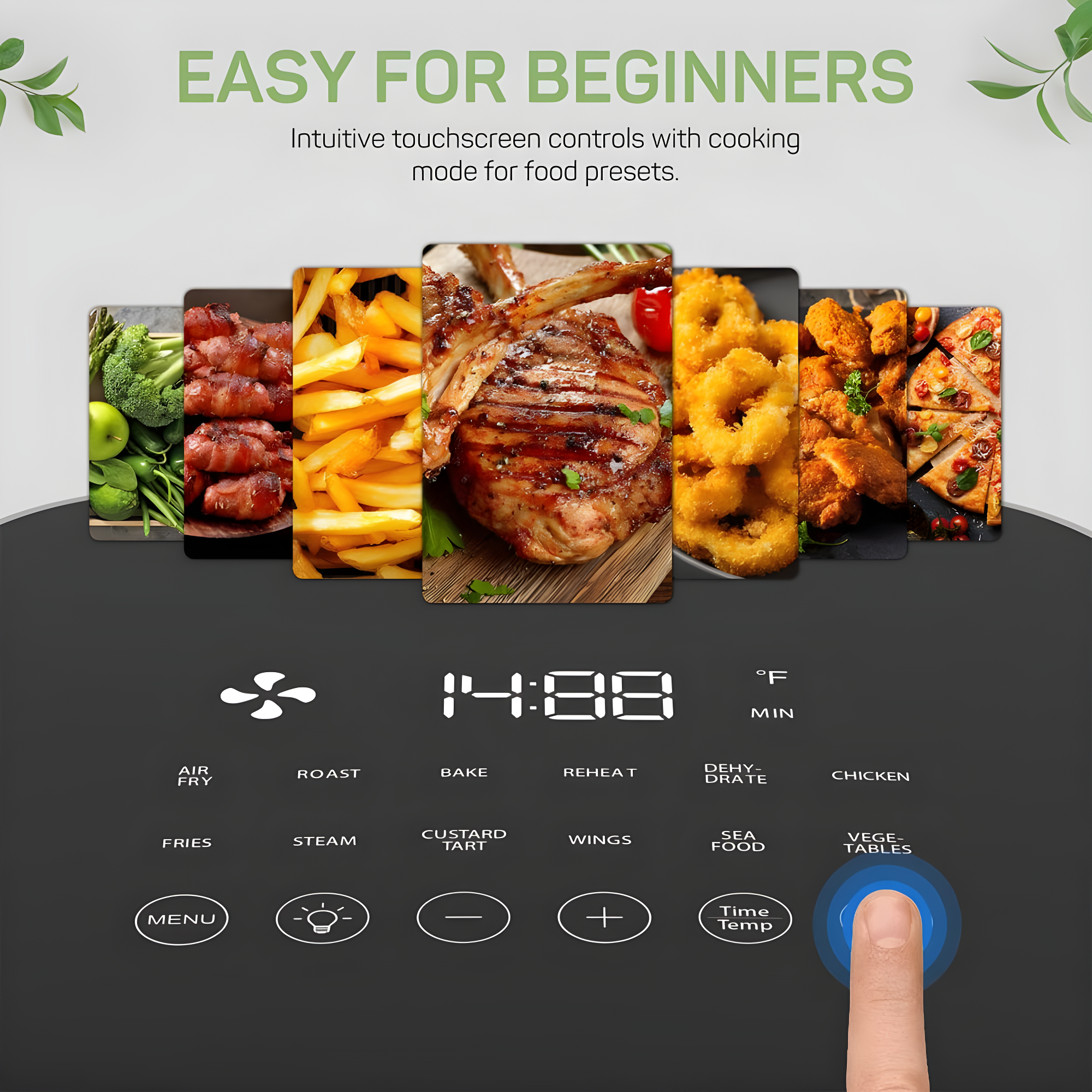 Air Fryer, 6-Quart Smart Air Fryer, 12-in-1 Functions - Air Fry, Roast, Reheat, Dehydrate, Bake, Steam, and More, 400Â°F Max Temperature, Grey