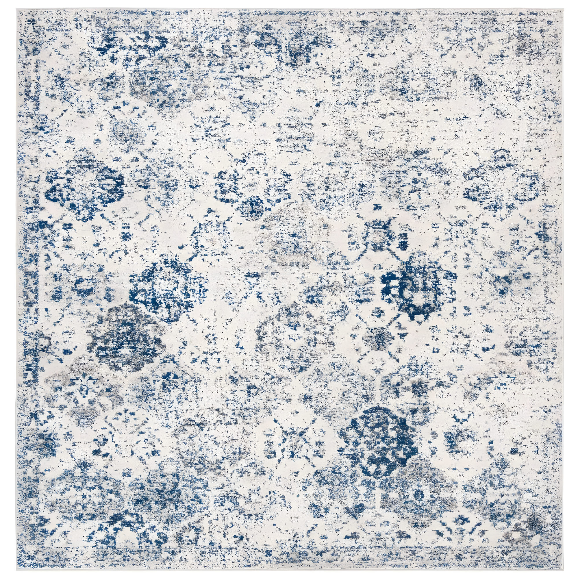 Madison MAD611 Power Loomed Indoor Area Rug - White/Royal Blue - 6'7"x6'7" - Safavieh