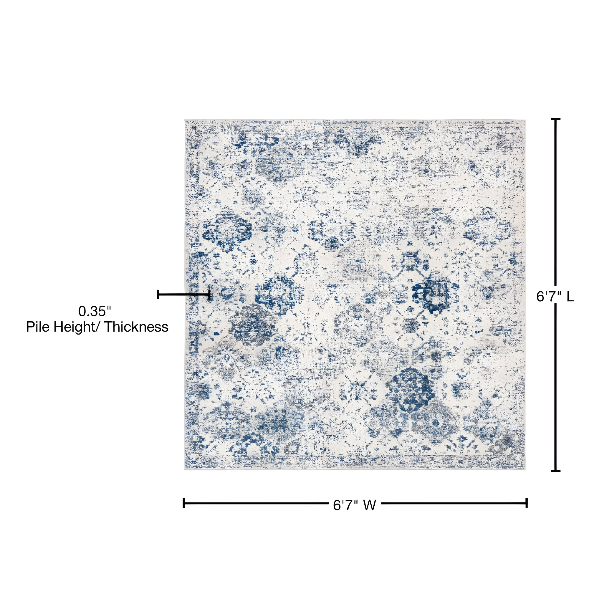 Madison MAD611 Power Loomed Indoor Area Rug - White/Royal Blue - 6'7"x6'7" - Safavieh