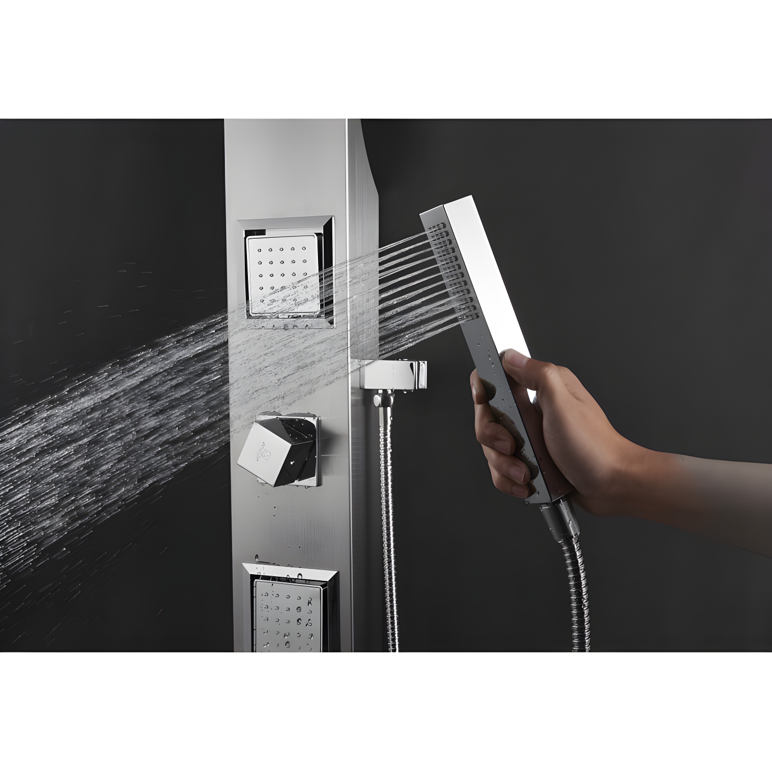 ANZZI Aura 39.37'' Shower Panel with Fixed Shower Head SP-AZ078BS