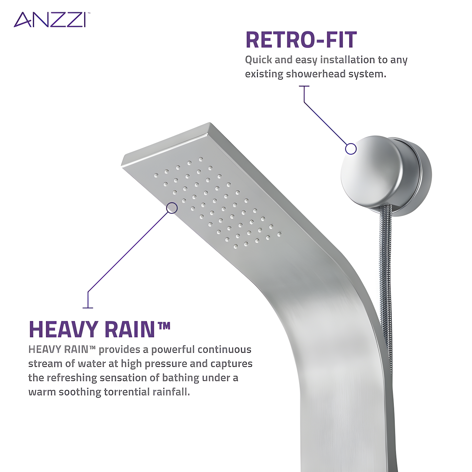 ANZZI Aura 39.37'' Shower Panel with Fixed Shower Head SP-AZ078BS