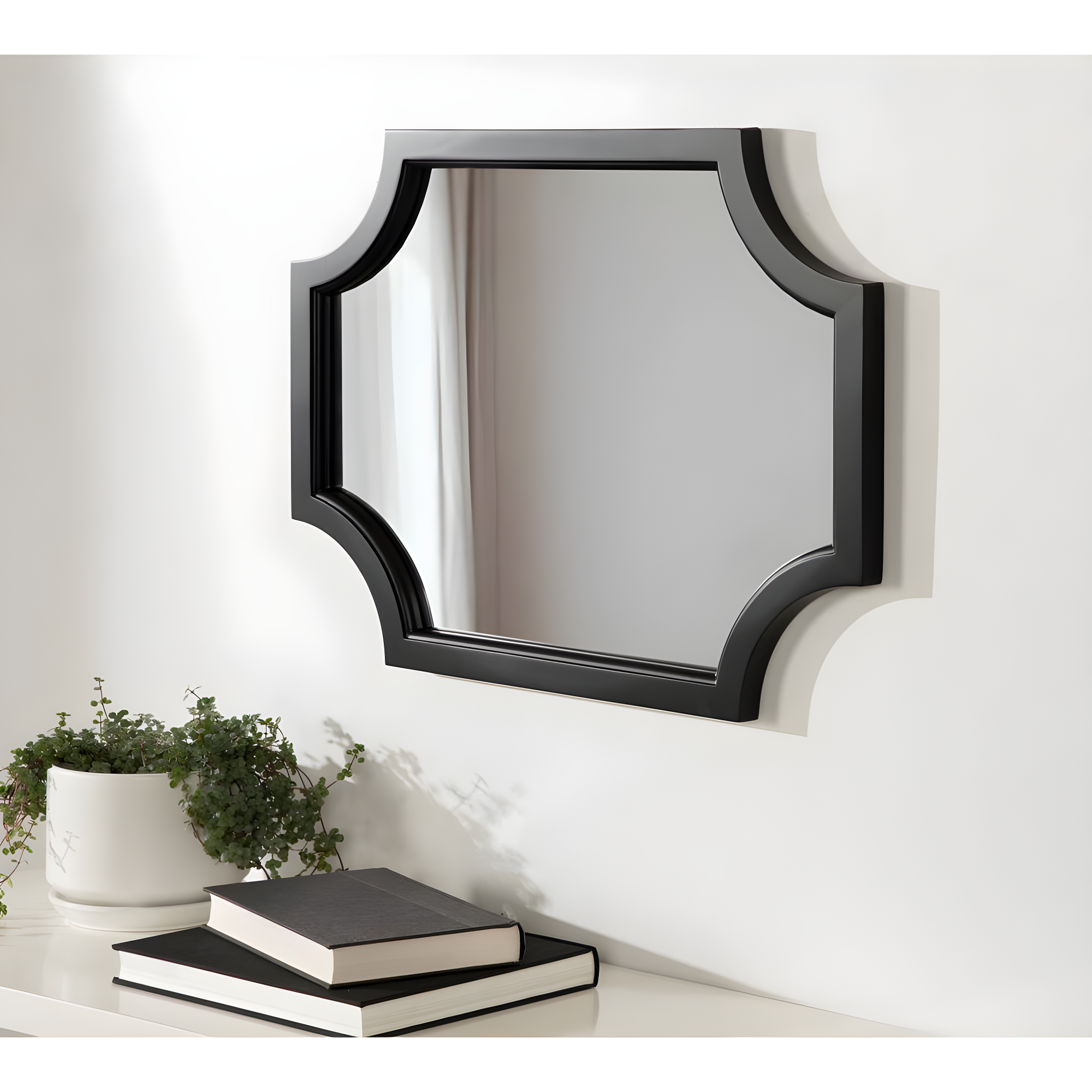 18" x 24" Hogan Scallop Wall Mirror Black - Kate & Laurel All Things Decor: MDF Frame, Easy Wall Mount