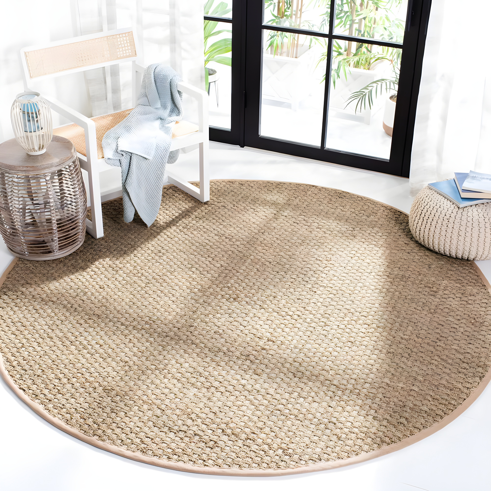 Natural Fiber NF114 Power Loomed Indoor Area Rug - Natural/Beige - 5' Round - Safavieh.