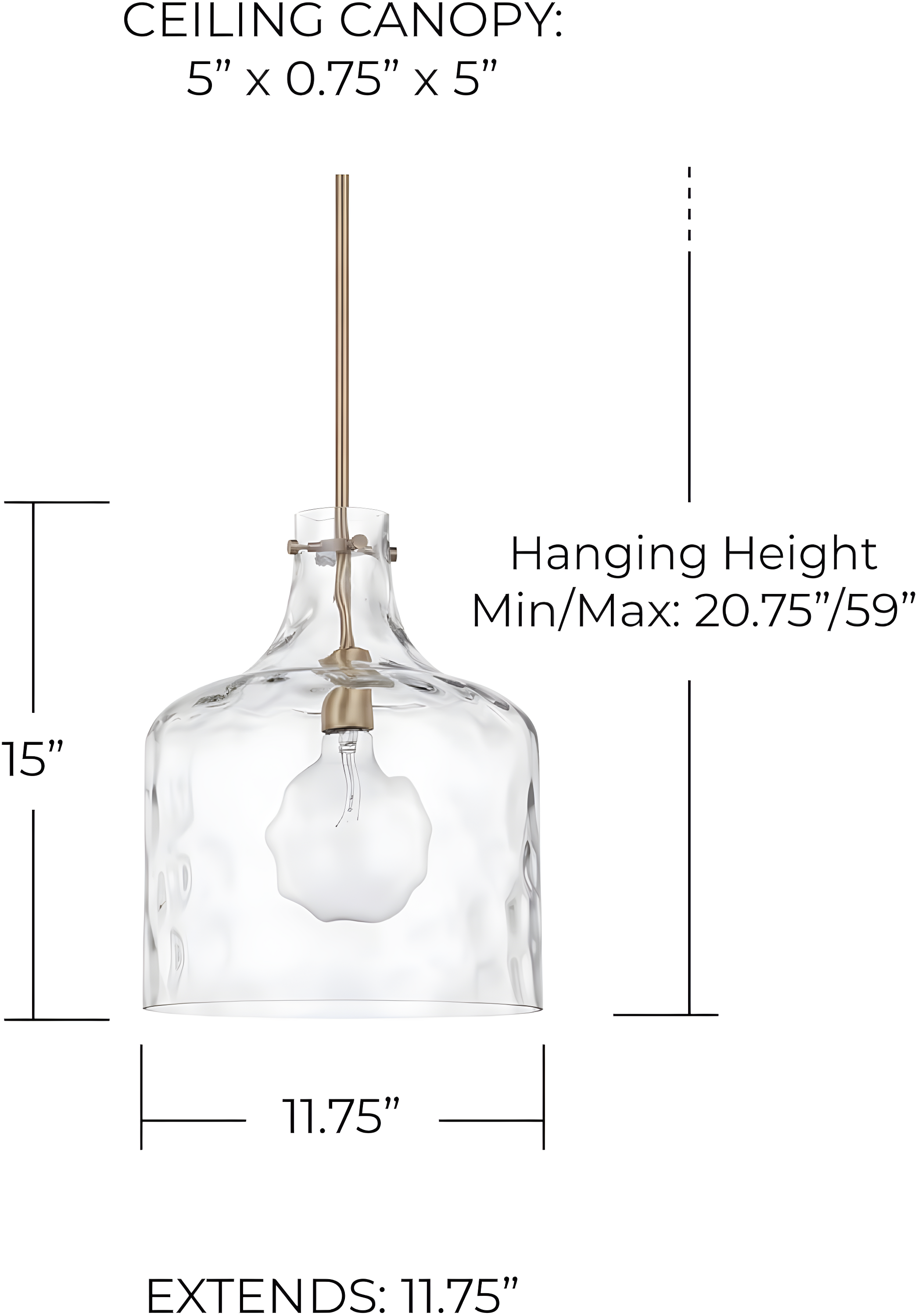 Capital Lighting 325717 1 Light 15" Tall Pendant - Brass