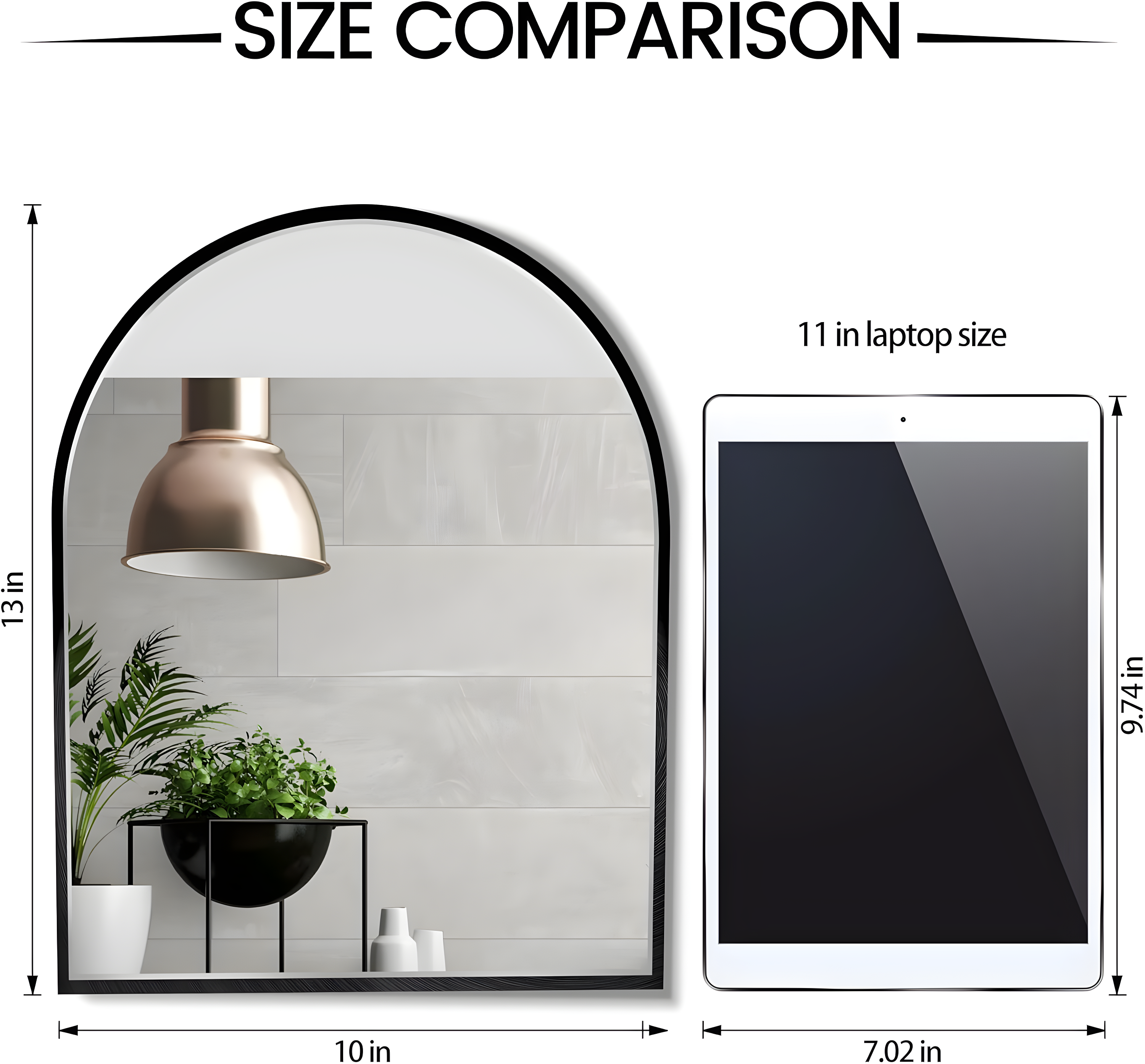 10X13 Inch Black Small Arched Mirror For Bathroom Vanity Mirror Or Wall Decor Arch Mirror Brushed Metal Frame Wall Mounted Mirror For Bathroom Livingroom Bedroom Entryway