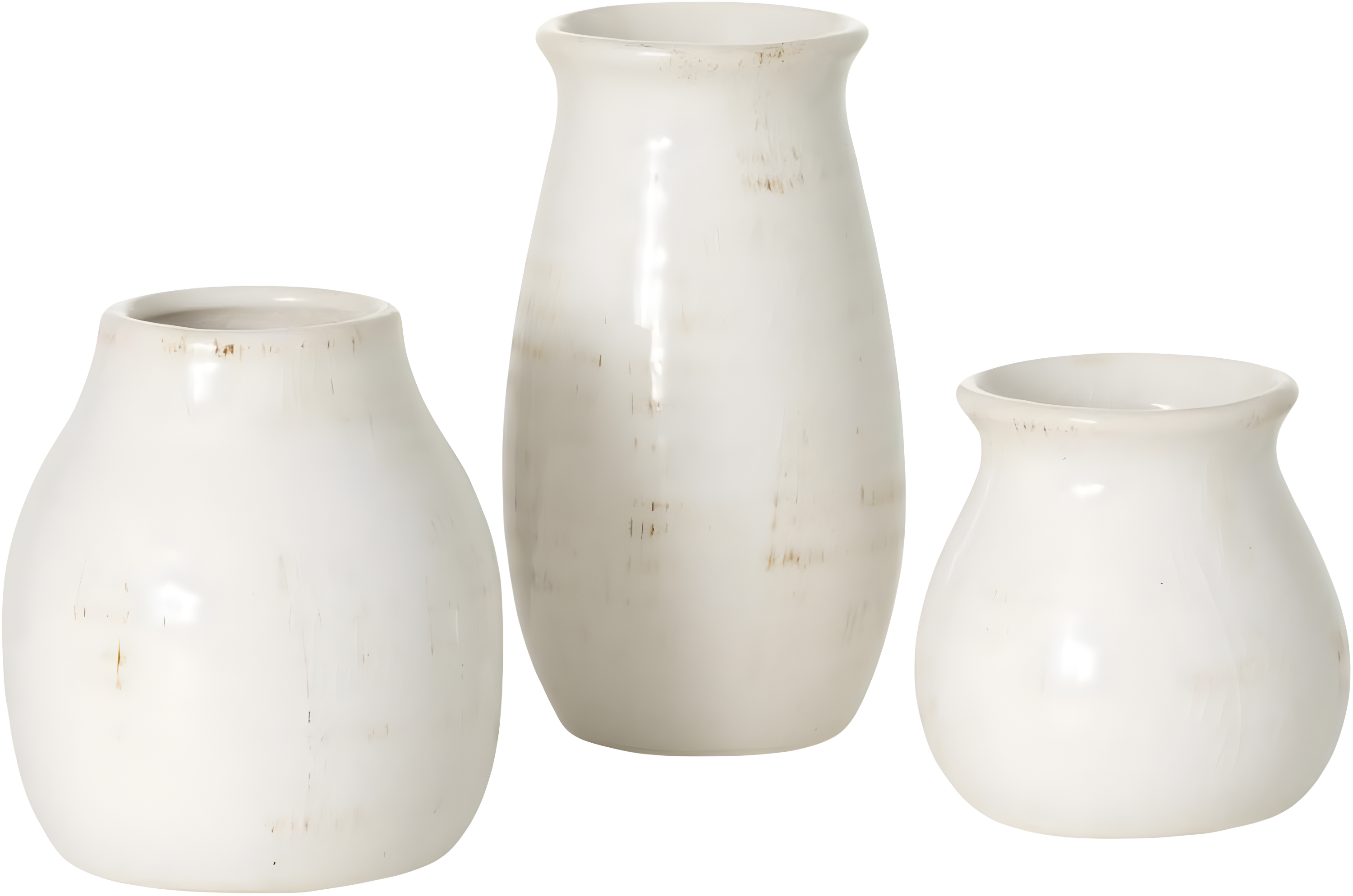 Sullivans Set of 3 Petite Ceramic Vases 3"H, 4.5"H & 5.5"H White