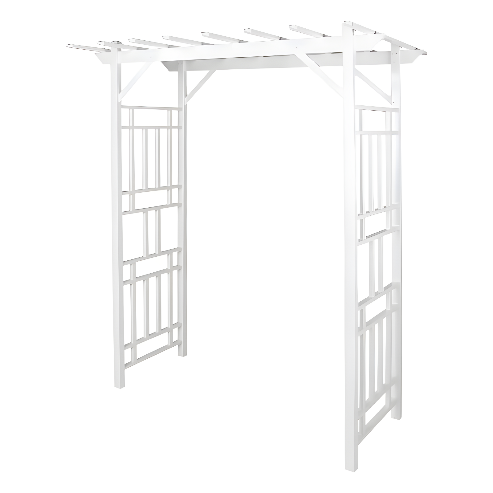 Dura-Trel Inc Dura-Trel Wellington Arbor 72" x 85" Outdoor Garden Arch Lattice Trellis, White