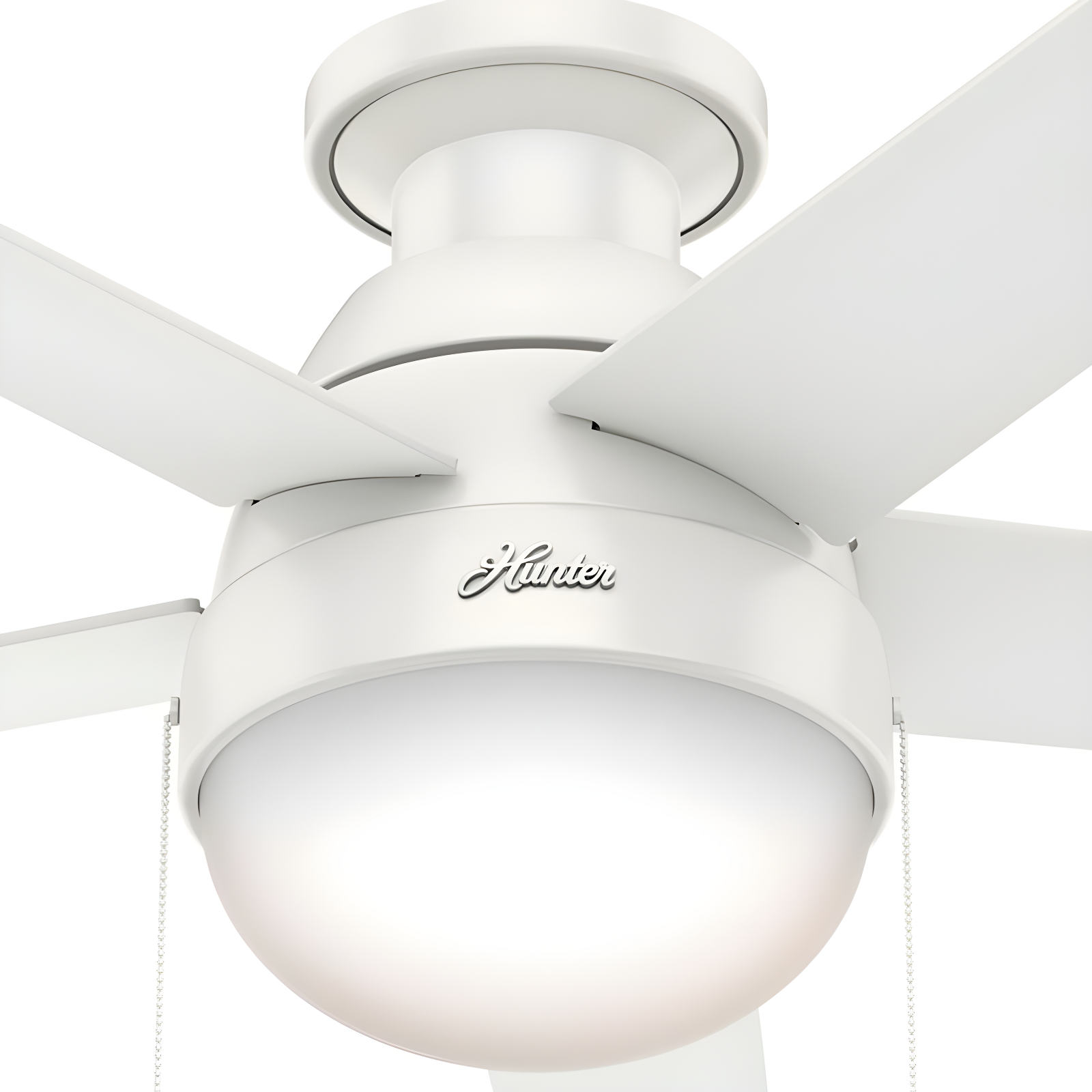 46" Anslee 5 - Blade LED Flush Mount Ceiling Fan with Pull Chain and Light Kit Included