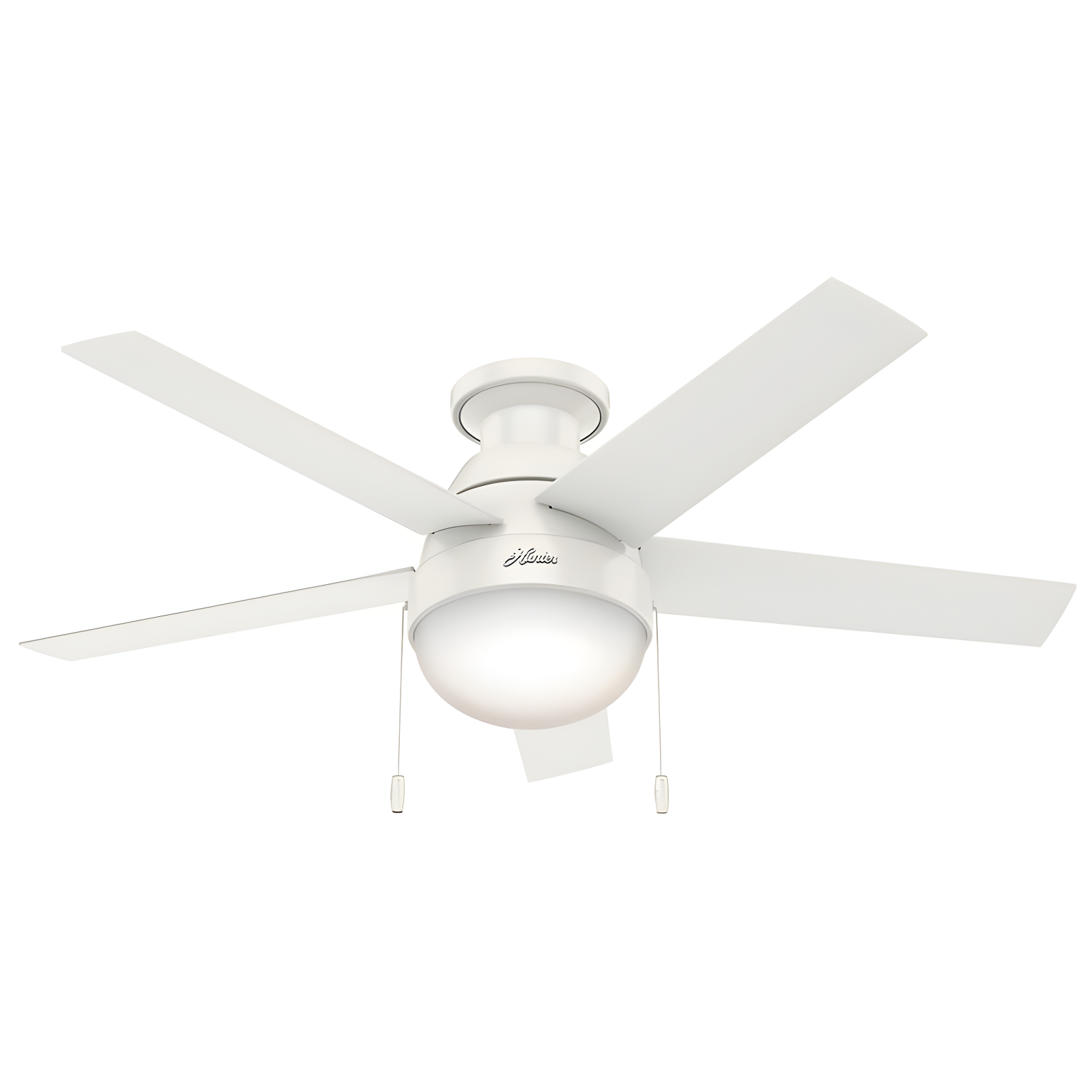 46" Anslee 5 - Blade LED Flush Mount Ceiling Fan with Pull Chain and Light Kit Included