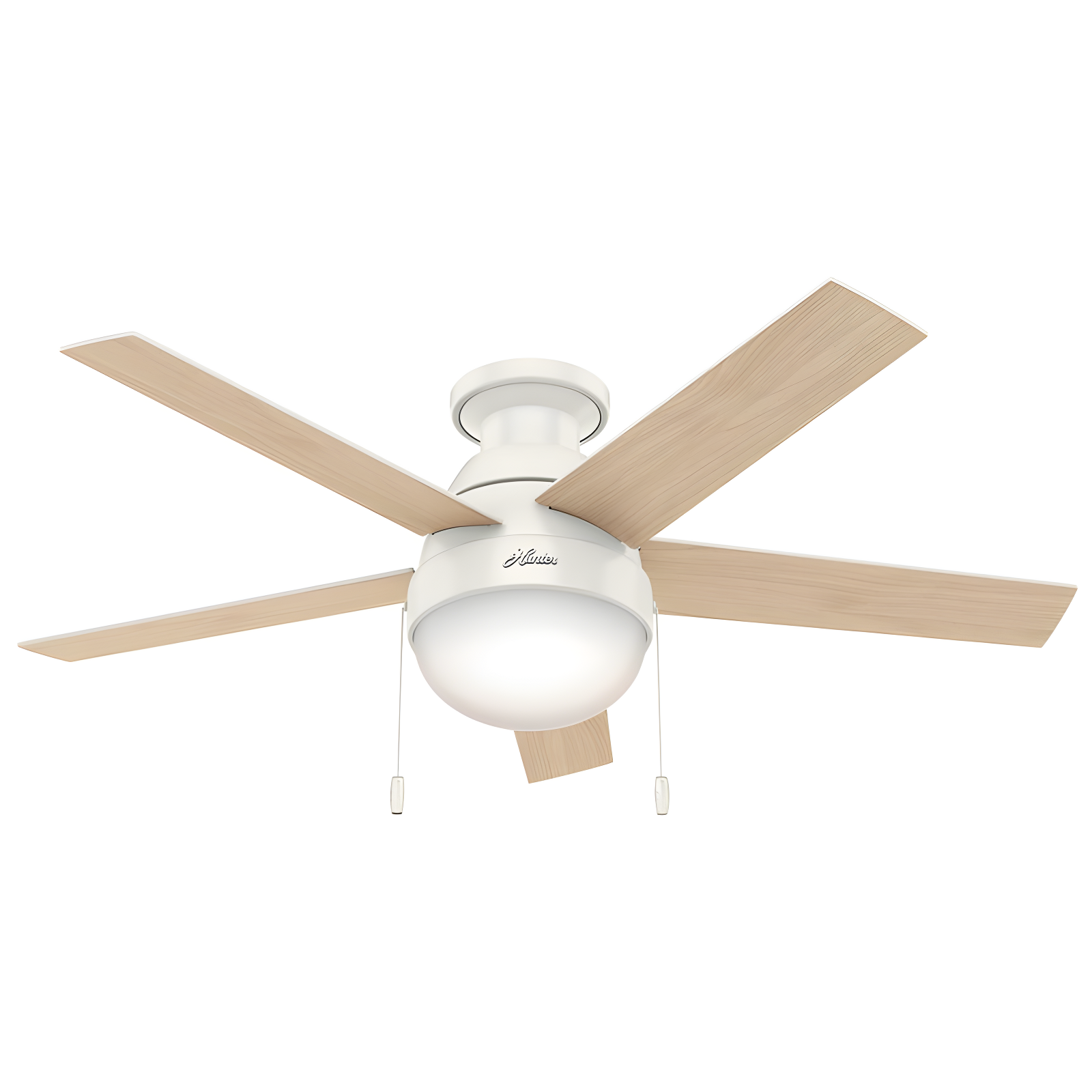 46" Anslee 5 - Blade LED Flush Mount Ceiling Fan with Pull Chain and Light Kit Included